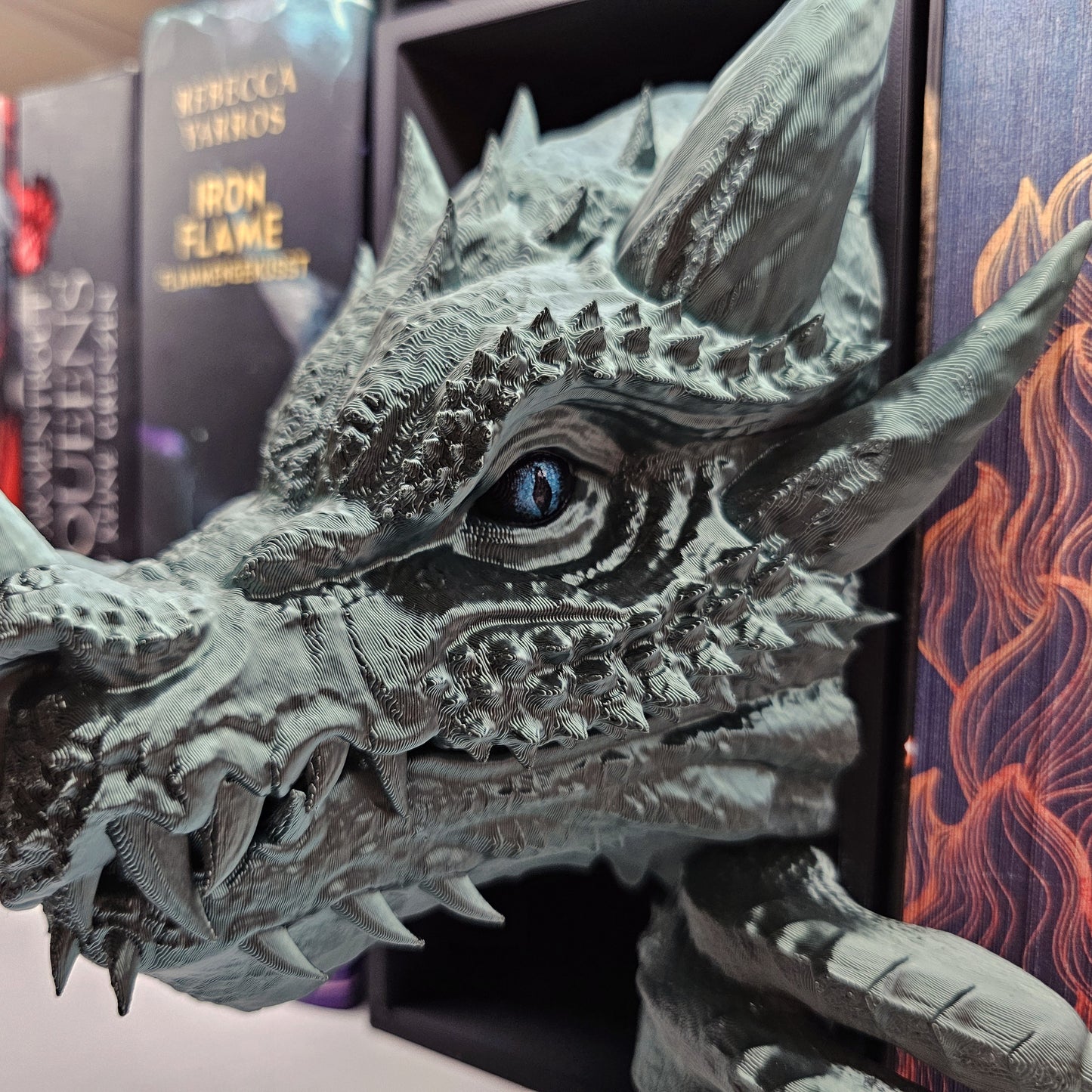 Book Nook Drache Grün Bronze glänzend Set/Einzeln | 3D Druck | Buchstütze | Dekoration Bücherregal