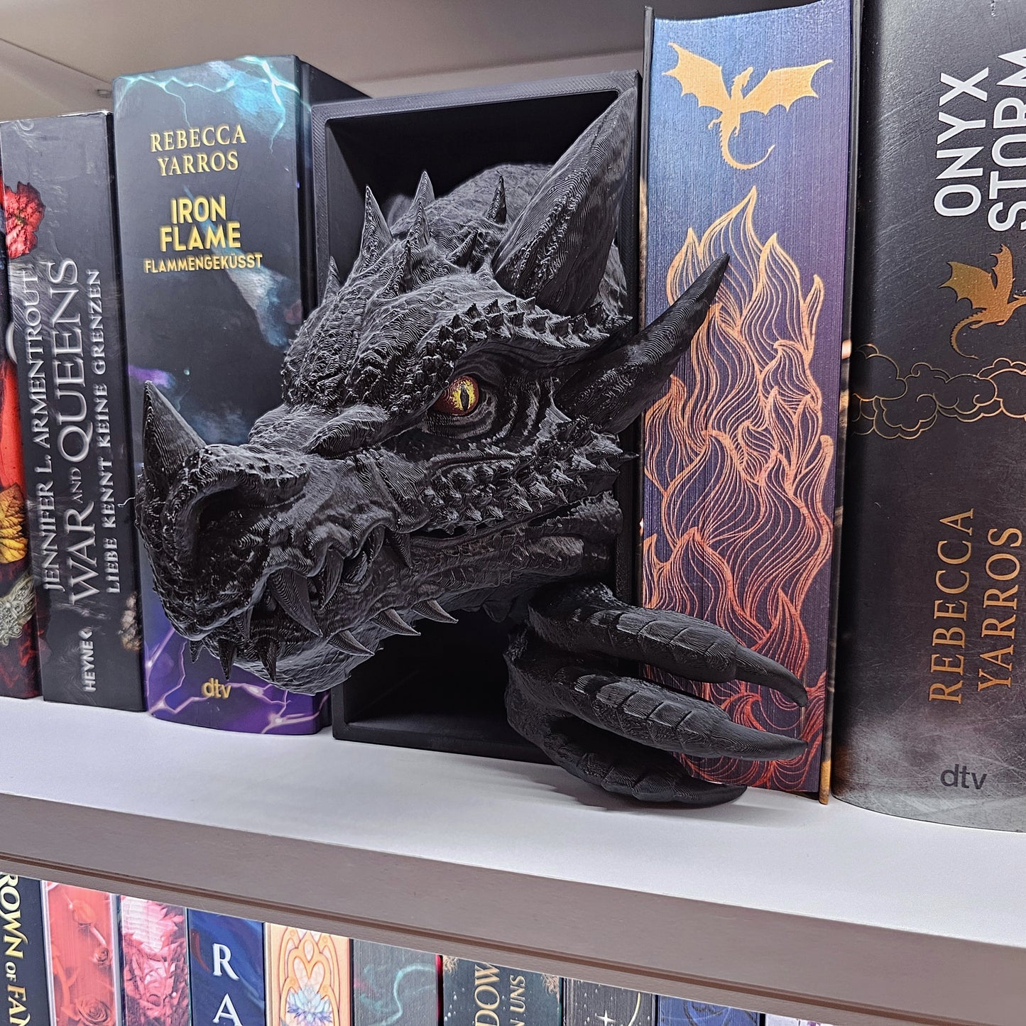 Book Nook Drache Schwarz Set/Einzeln | 3D Druck | Buchstütze | Dekoration Bücherregal