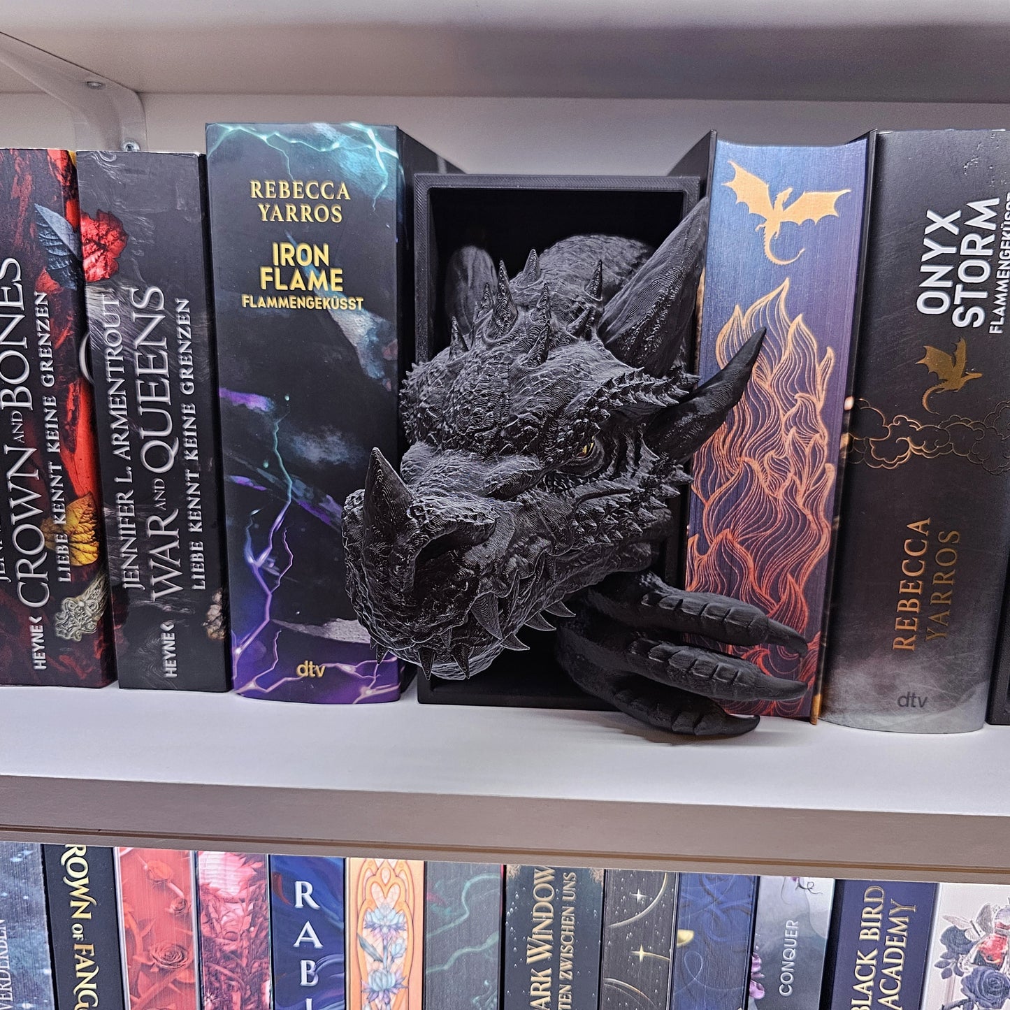 Book Nook Drache Schwarz Set/Einzeln | 3D Druck | Buchstütze | Dekoration Bücherregal