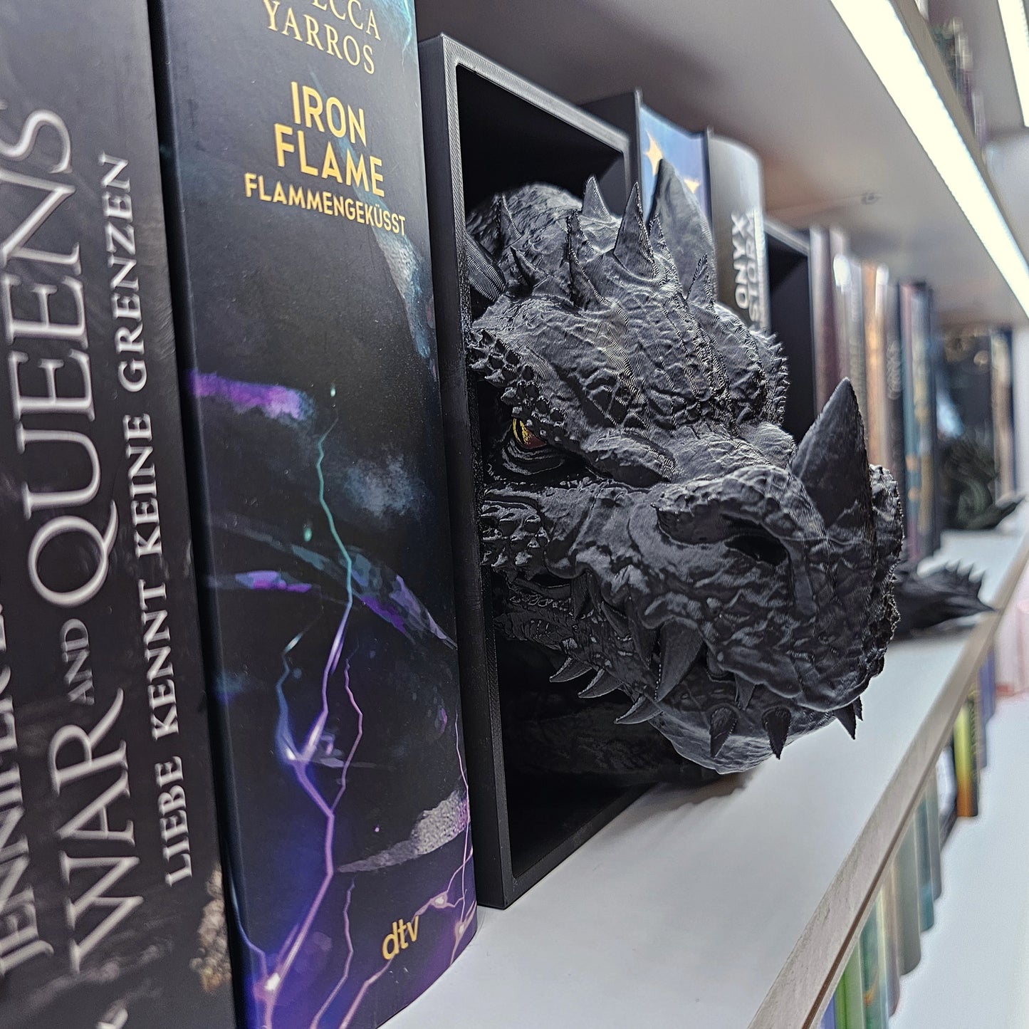 Book Nook Drache Schwarz Set/Einzeln | 3D Druck | Buchstütze | Dekoration Bücherregal