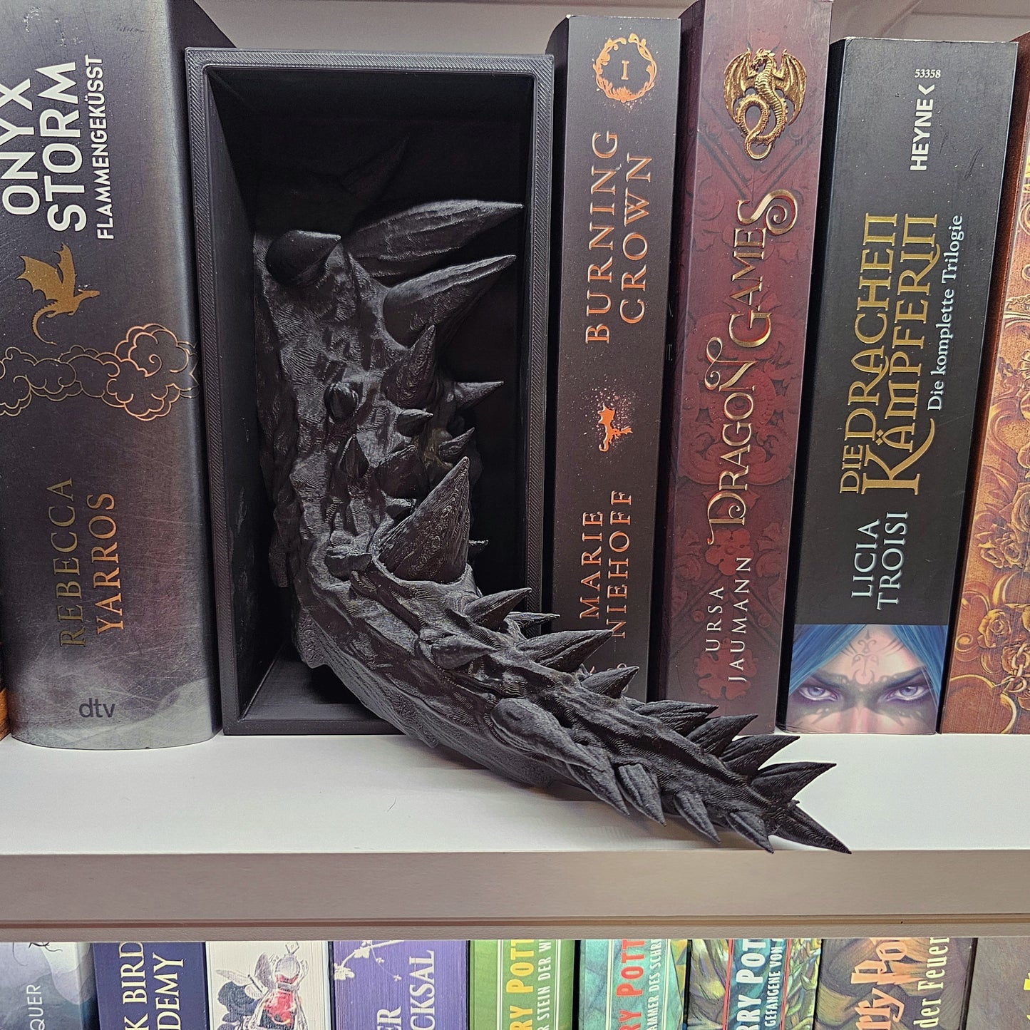 Book Nook Drache Schwarz Set/Einzeln | 3D Druck | Buchstütze | Dekoration Bücherregal