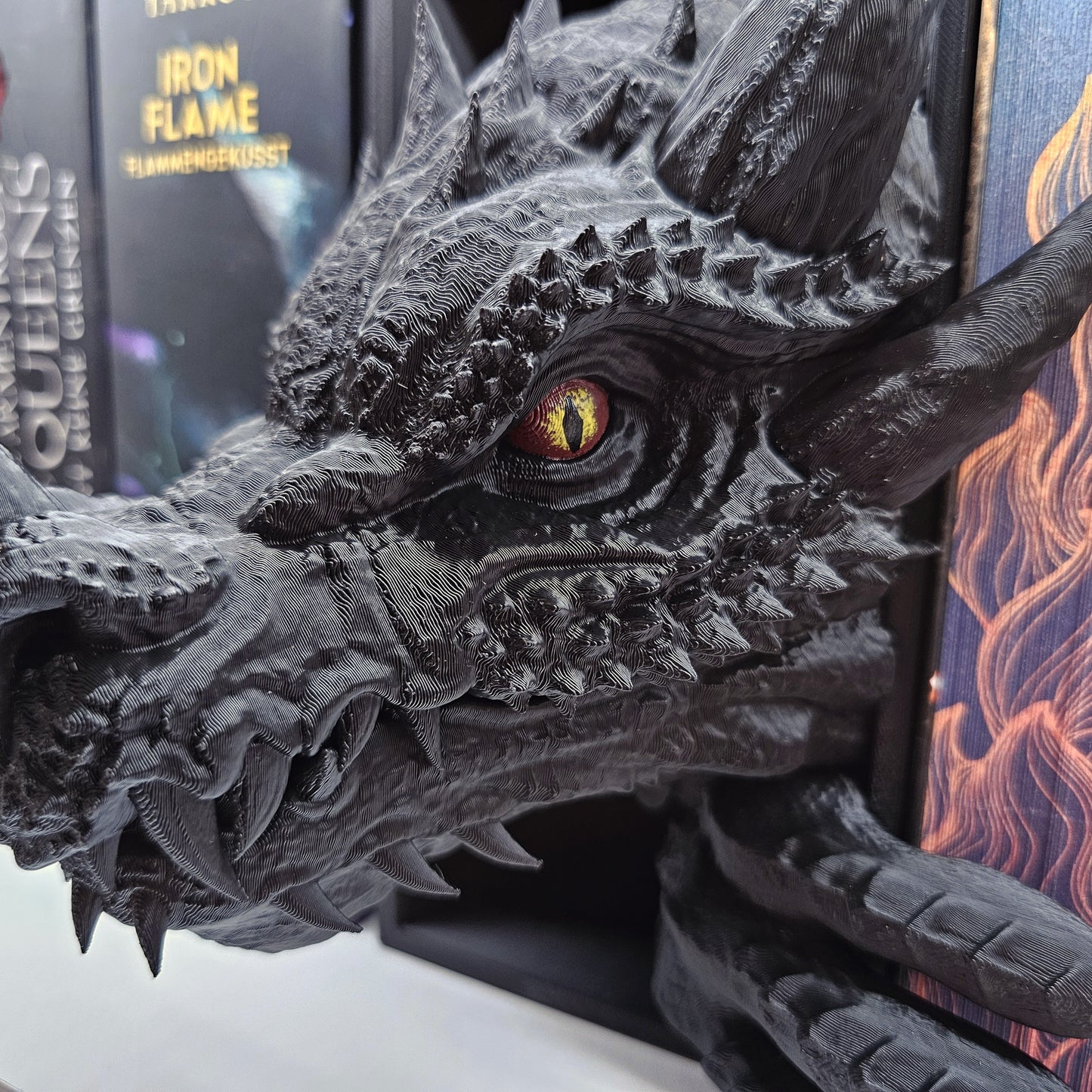 Book Nook Drache Schwarz Set/Einzeln | 3D Druck | Buchstütze | Dekoration Bücherregal