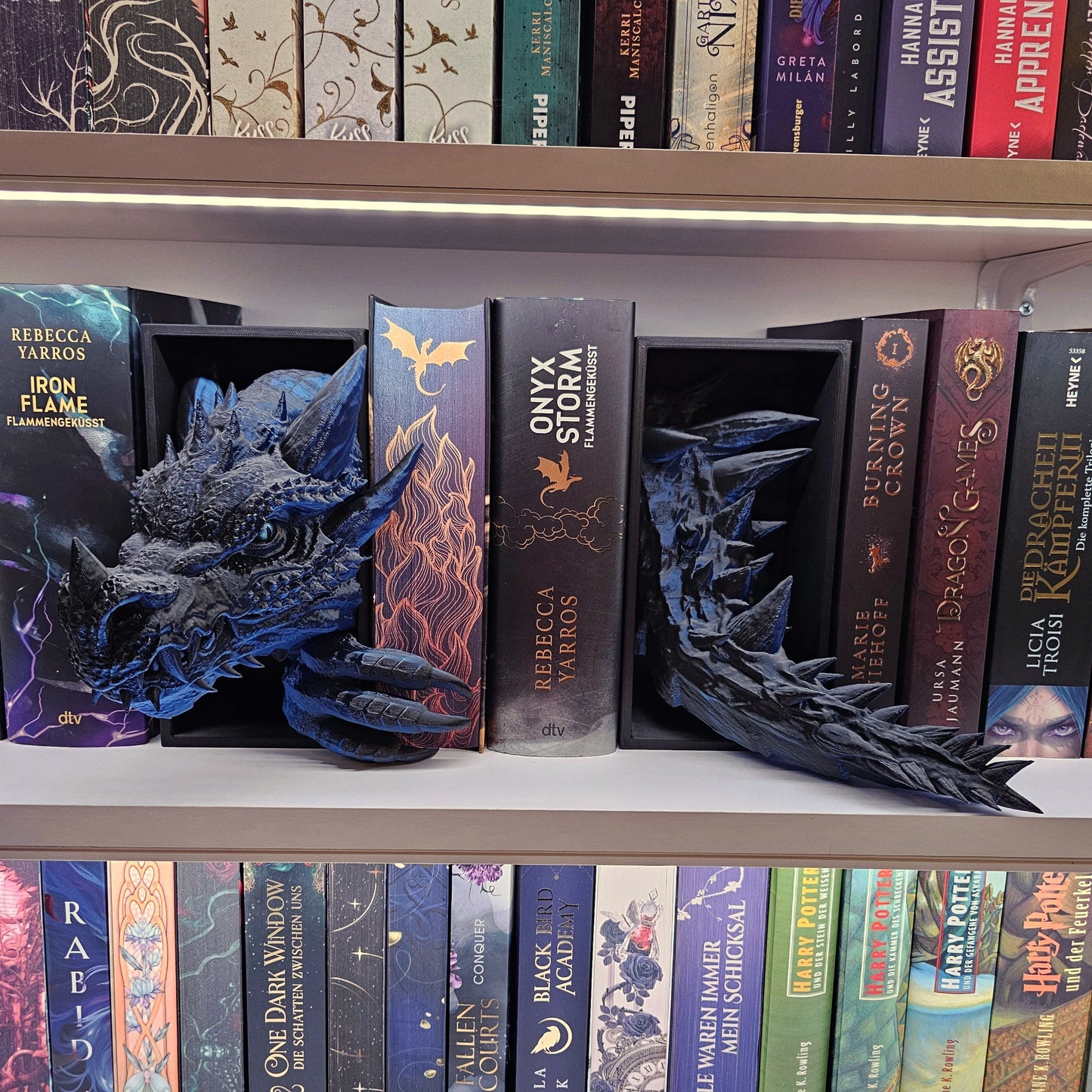 Book Nook Dragon Blue/Black glossy Set/Single | 3D Print | Bookend | Bookshelf Decoration