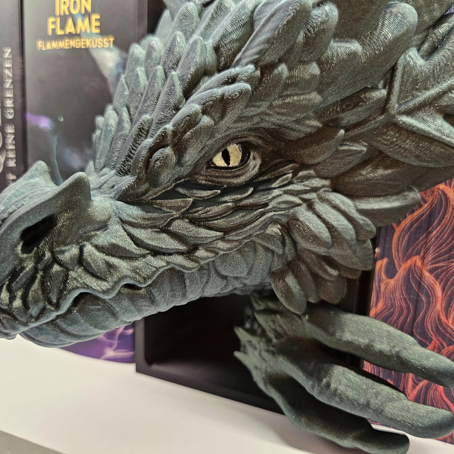 Book Nook Forest Dragon Green with Gold Glitter Set/Single | 3D Print | Bookend | Bookshelf Decoration
