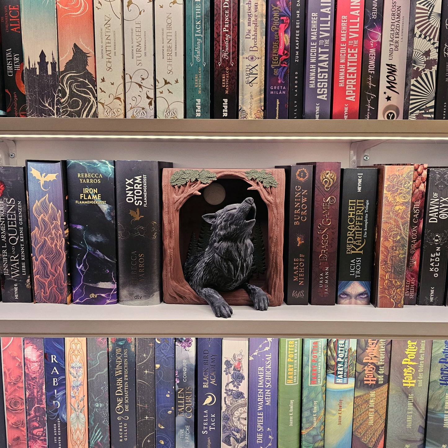 Book Nook Wolf Multicolor | 3D Druck | Buchstütze | Dekoration Bücherregal