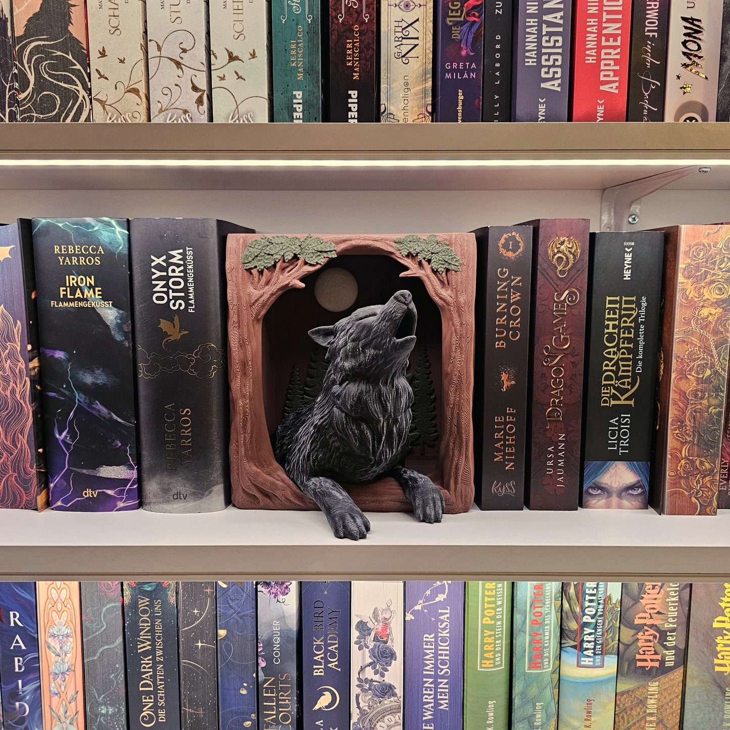 Book Nook Wolf Multicolor | 3D Druck | Buchstütze | Dekoration Bücherregal