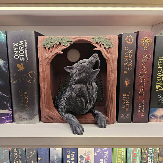 Book Nook Wolf Multicolor | 3D Druck | Buchstütze | Dekoration Bücherregal