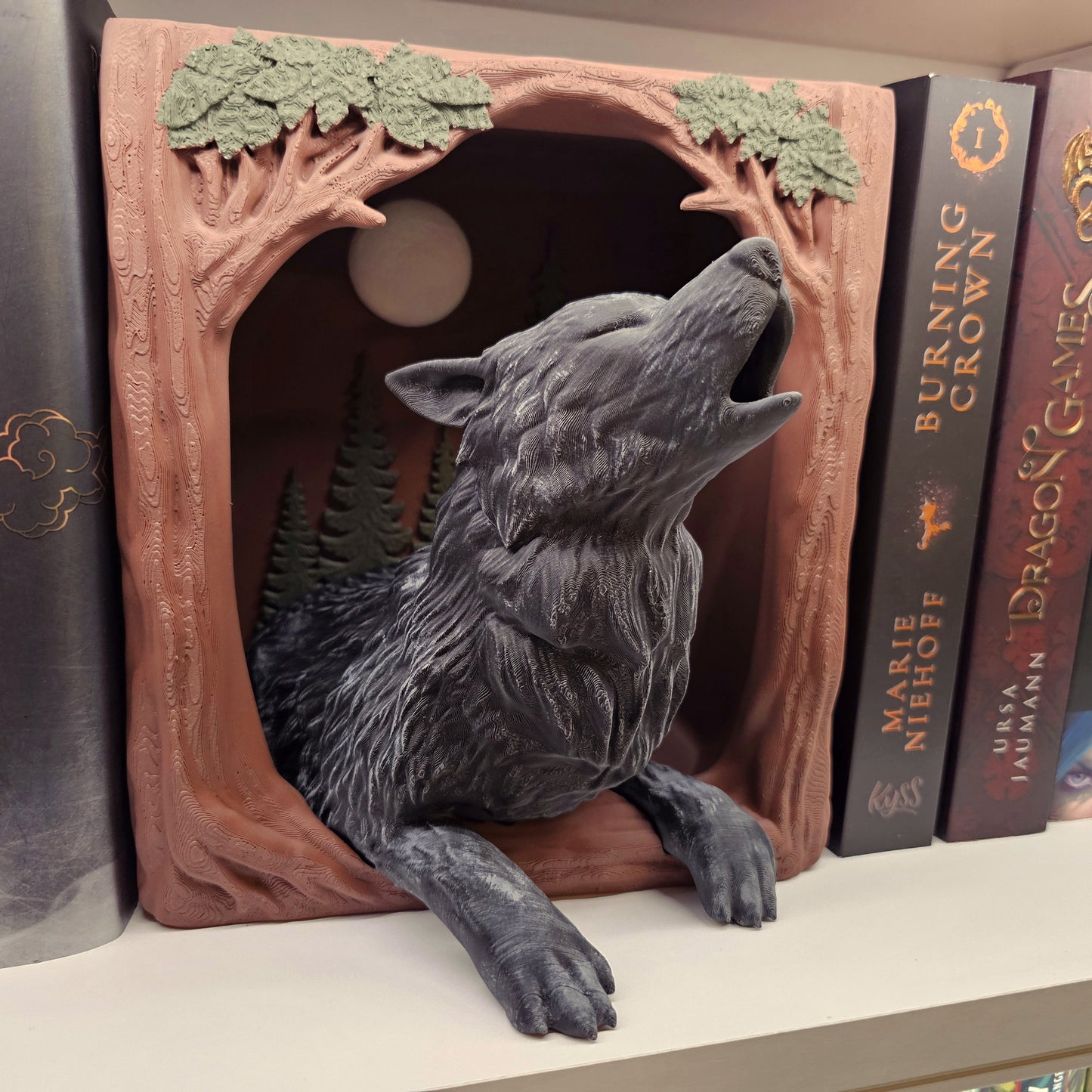 Book Nook Wolf Multicolor | 3D Druck | Buchstütze | Dekoration Bücherregal