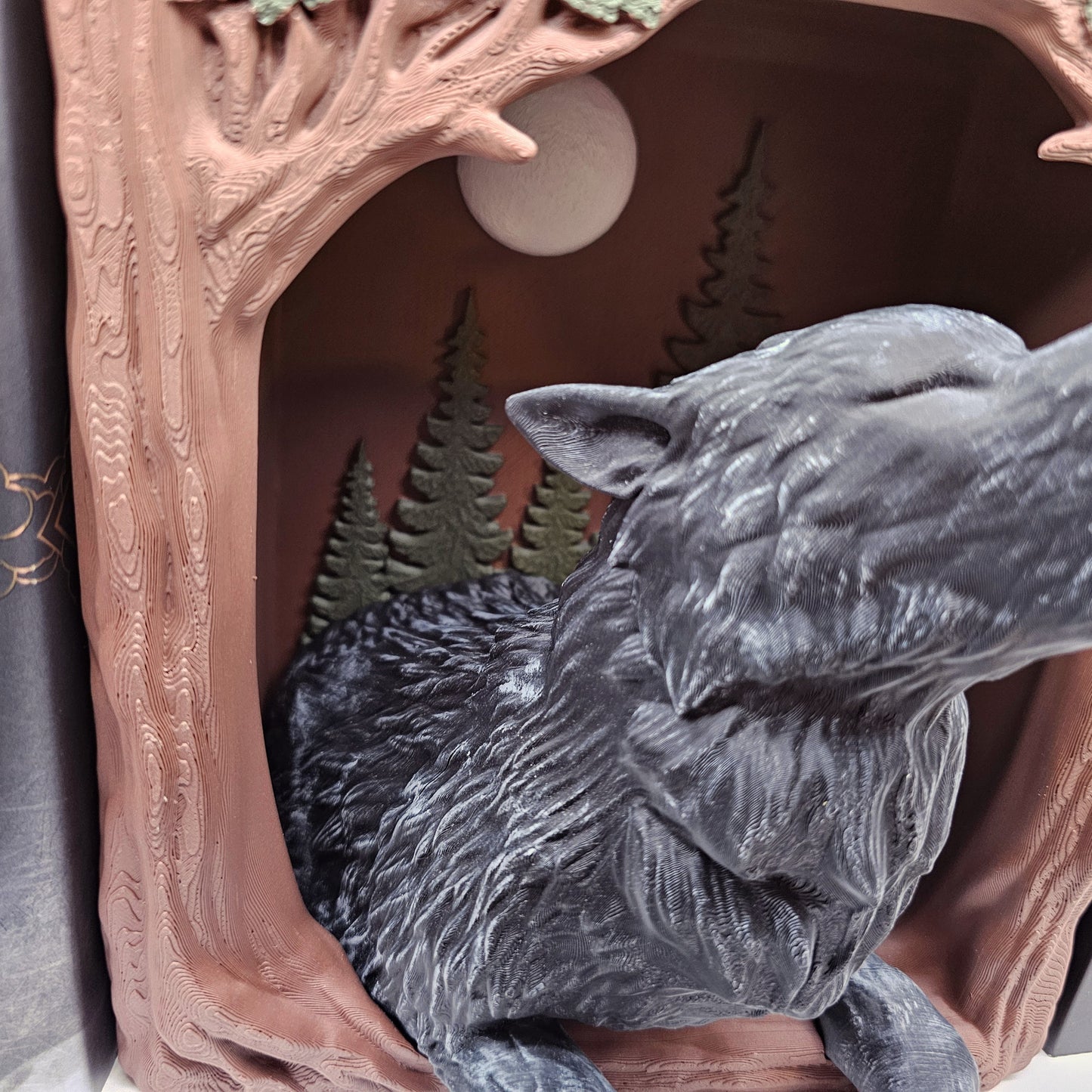 Book Nook Wolf Multicolor | 3D Druck | Buchstütze | Dekoration Bücherregal