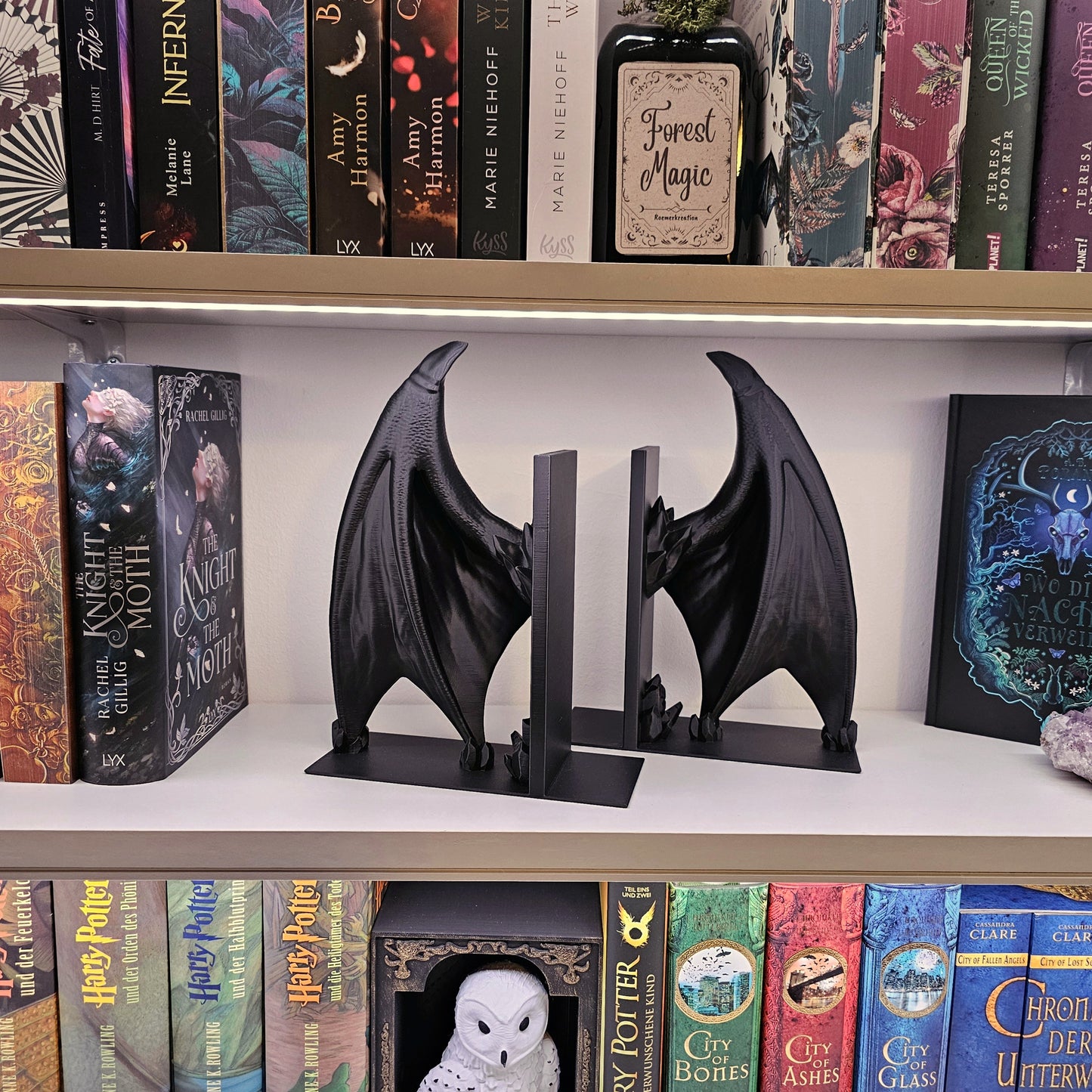 Dragon Wing Bookend Black Single/Set | 3D Print | Book Holder