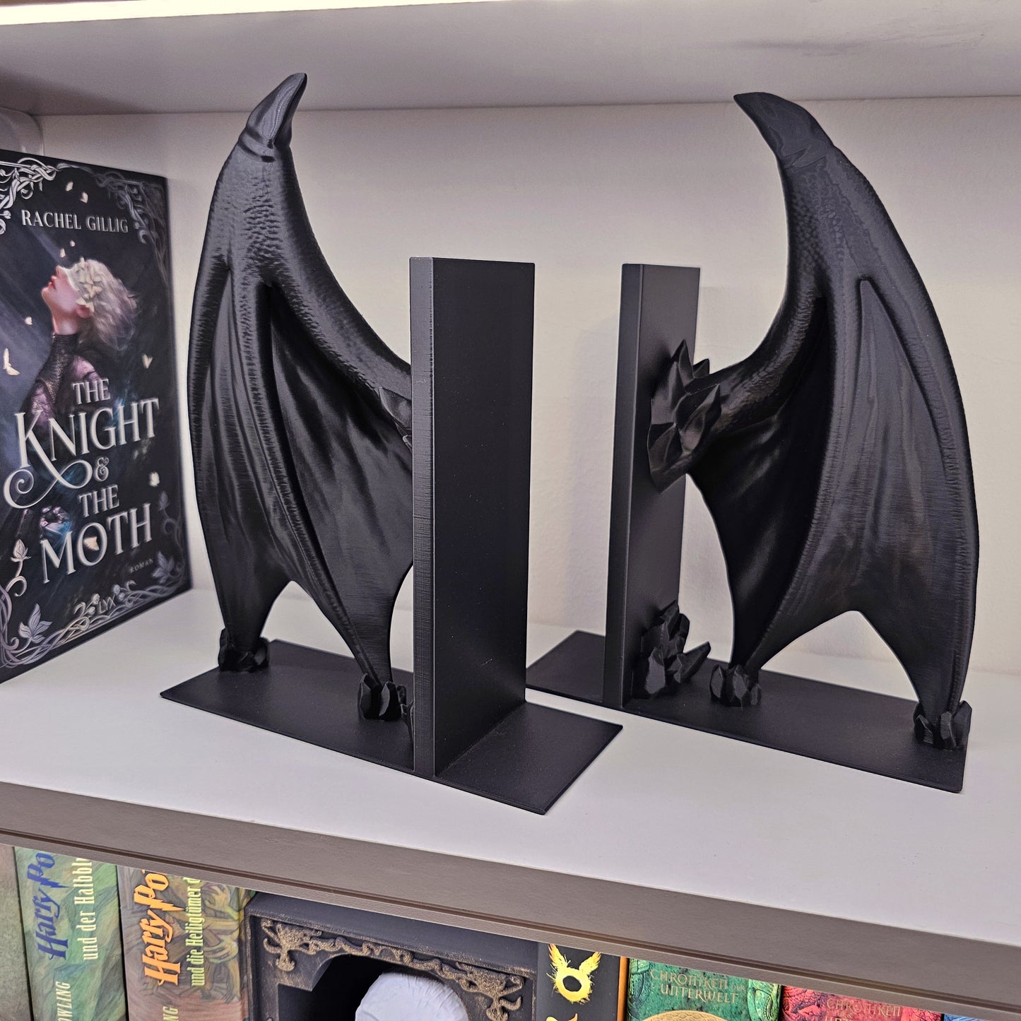 Dragon Wing Bookend Black Single/Set | 3D Print | Book Holder