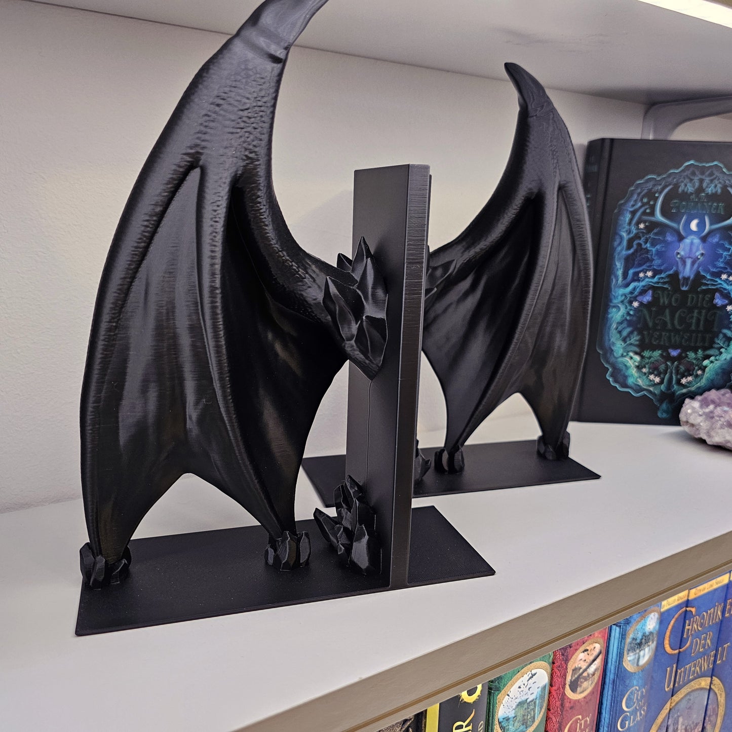 Dragon Wing Bookend Black Single/Set | 3D Print | Book Holder