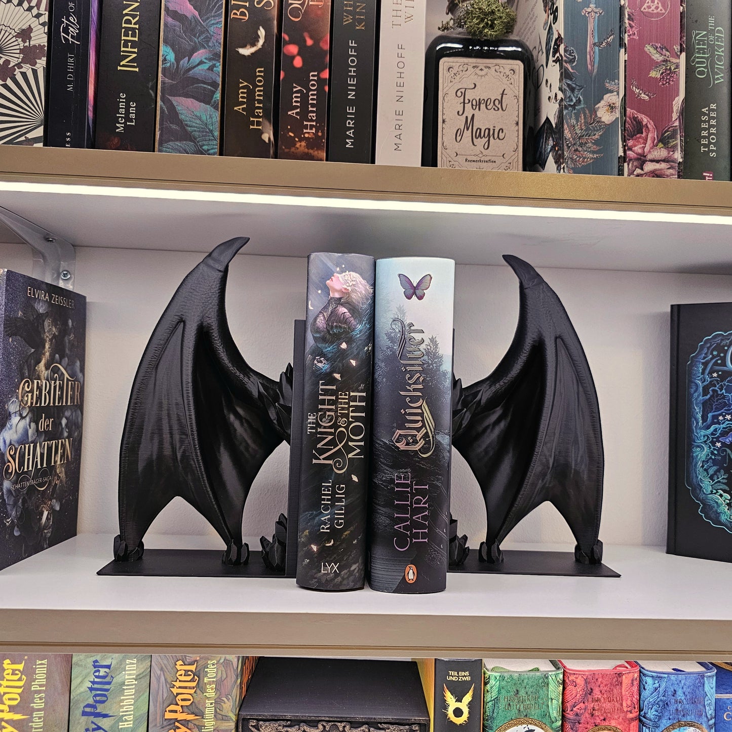 Dragon Wing Bookend Black Single/Set | 3D Print | Book Holder