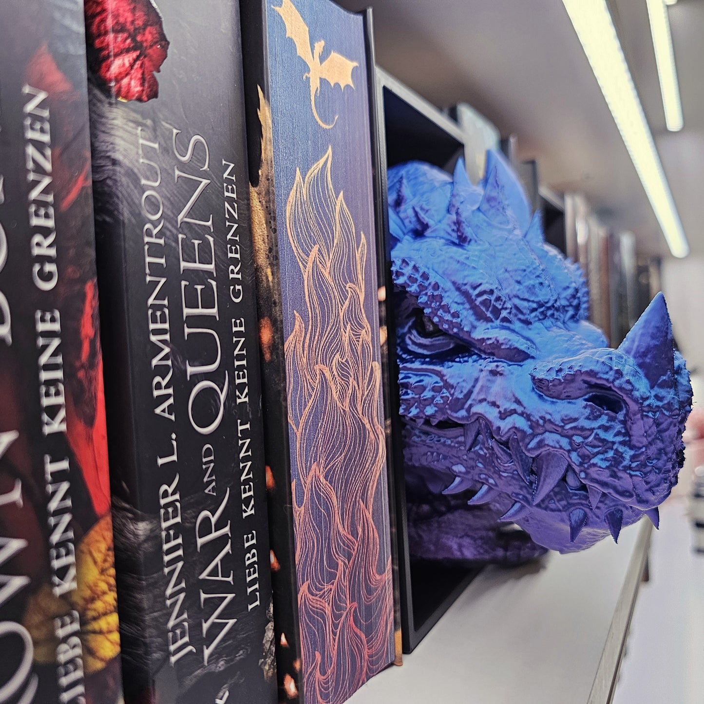 Book Nook Drache Blau/Lila/Schwarz  Set/Einzeln | 3D Druck | Buchstütze | Dekoration Bücherregal
