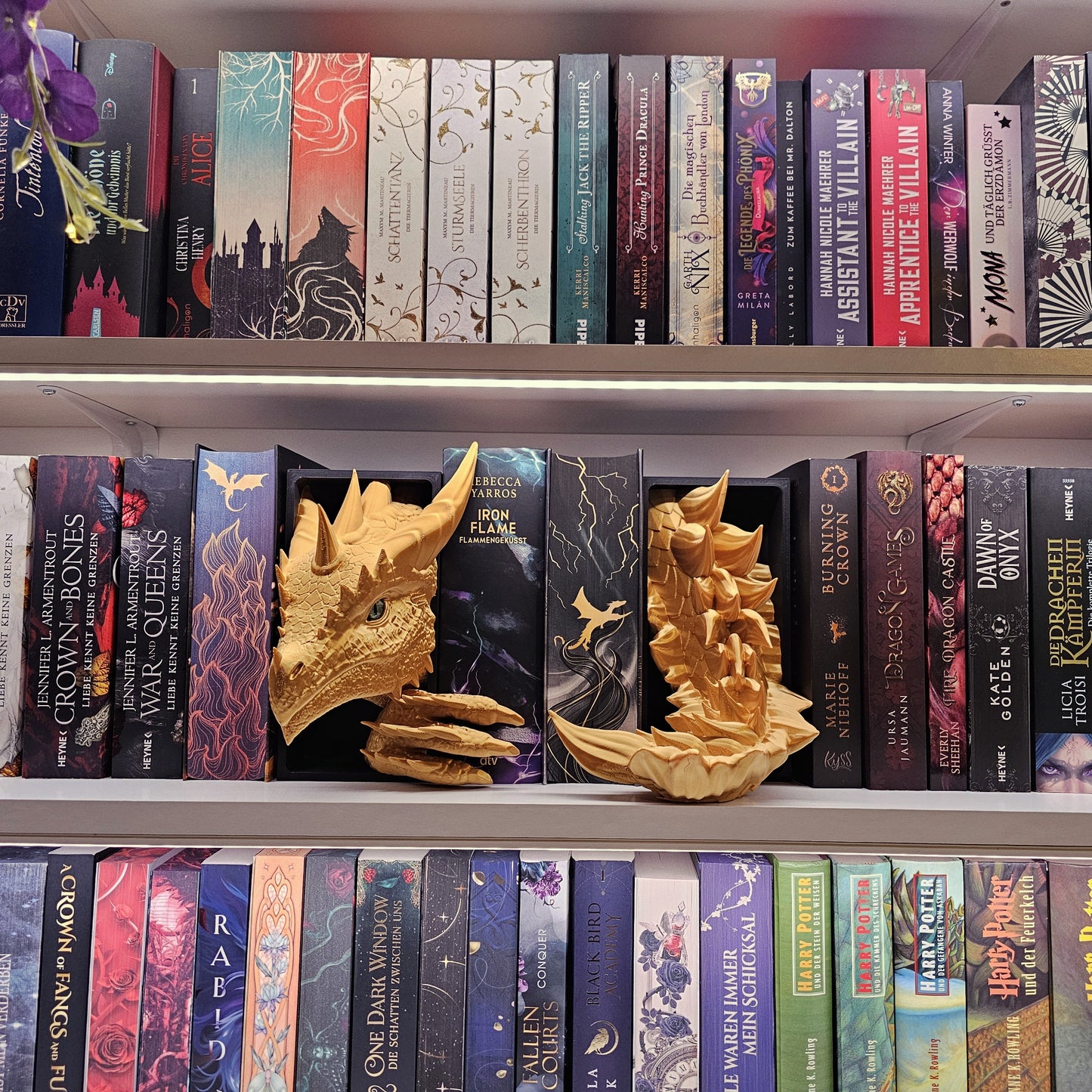Book Nook Sun Dragon Gold Shimmer Set/Single | 3D Print | Bookend | Bookshelf Decoration