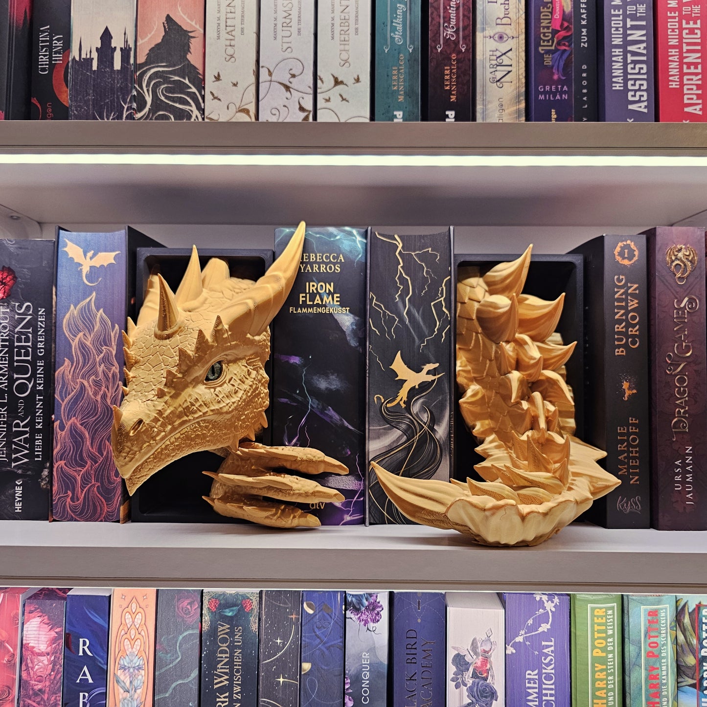 Book Nook Sonnendrache Gold glänzend Set/Einzeln | 3D Druck | Buchstütze | Dekoration Bücherregal