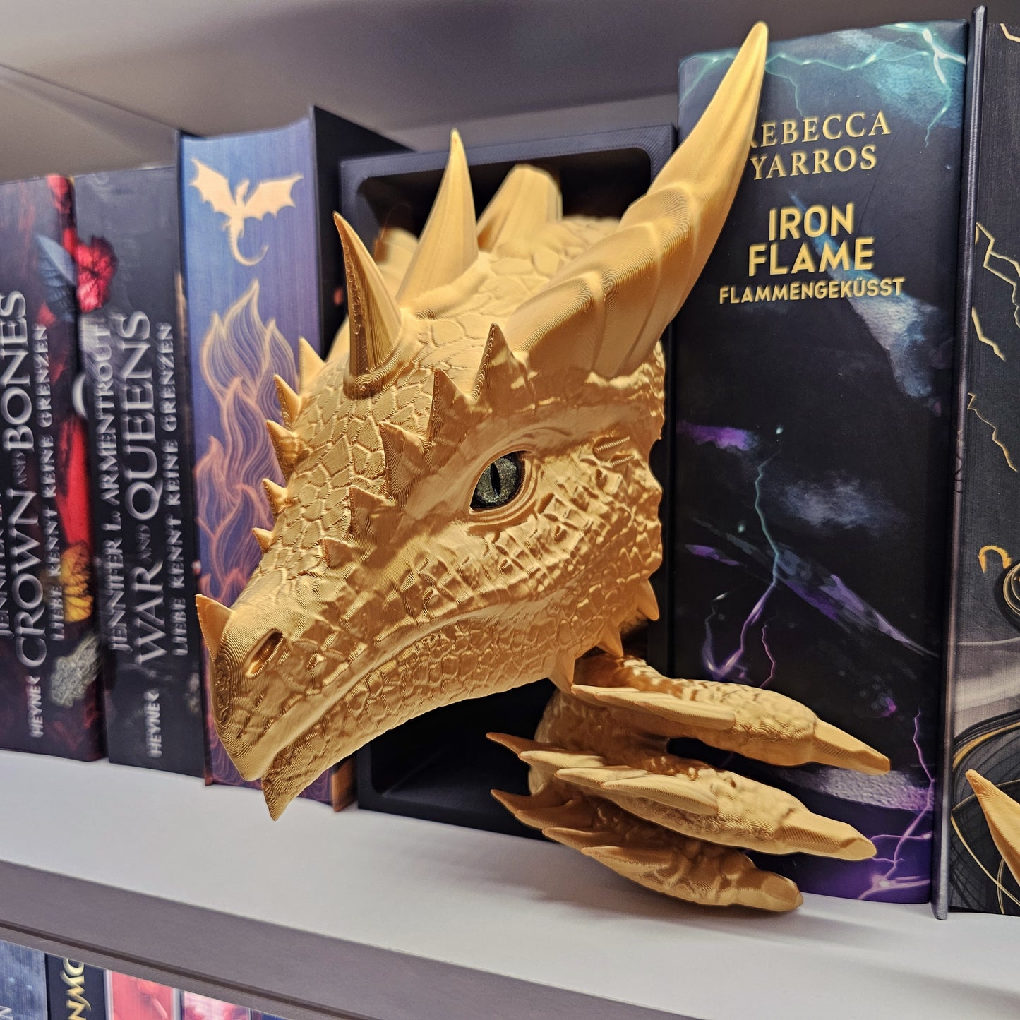 Book Nook Sun Dragon Gold Shimmer Set/Single | 3D Print | Bookend | Bookshelf Decoration