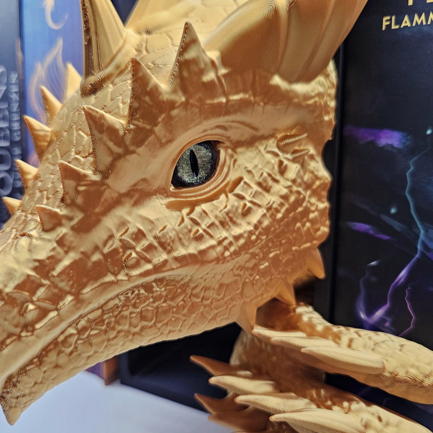 Book Nook Sun Dragon Gold Shimmer Set/Single | 3D Print | Bookend | Bookshelf Decoration