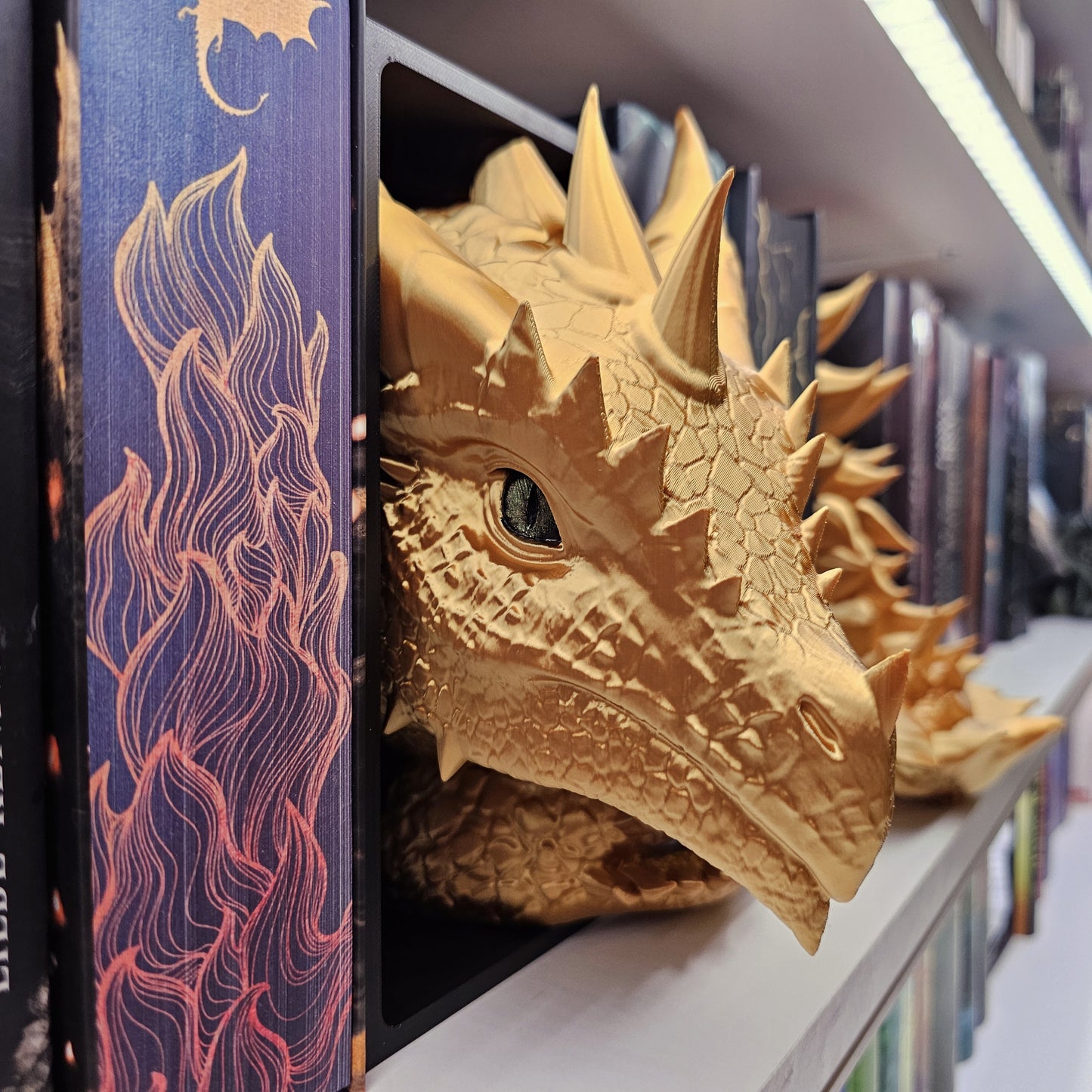 Book Nook Sun Dragon Gold Shimmer Set/Single | 3D Print | Bookend | Bookshelf Decoration