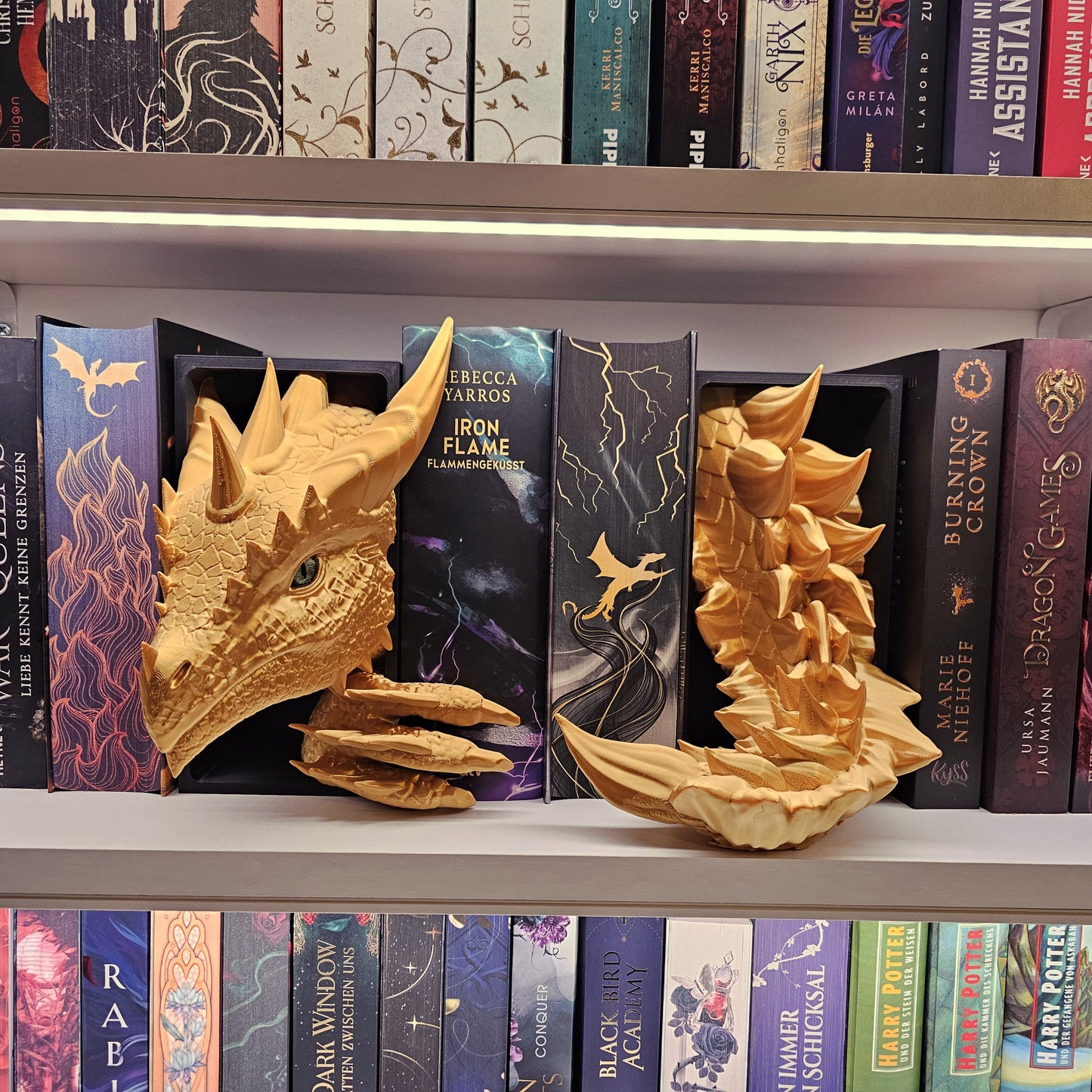 Book Nook Sonnendrache Gold glänzend Set/Einzeln | 3D Druck | Buchstütze | Dekoration Bücherregal