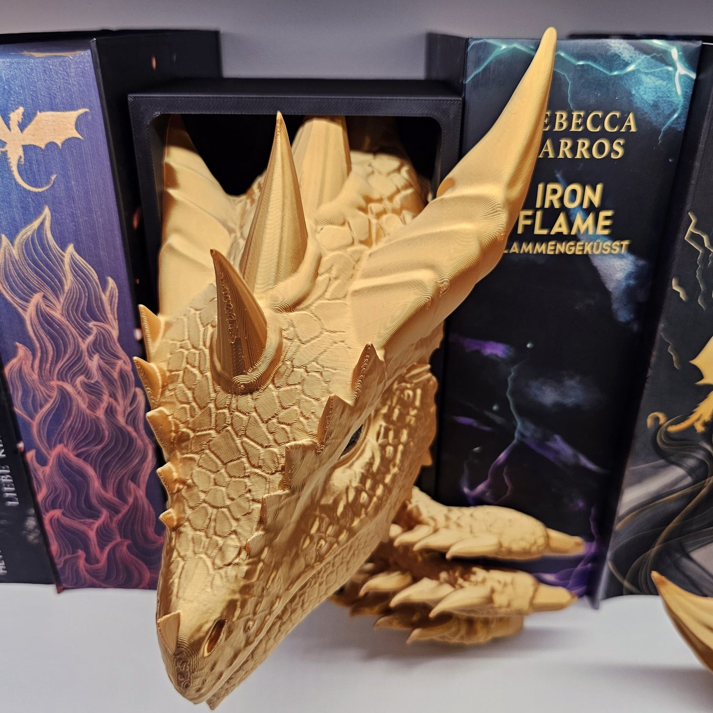Book Nook Sun Dragon Gold Shimmer Set/Single | 3D Print | Bookend | Bookshelf Decoration
