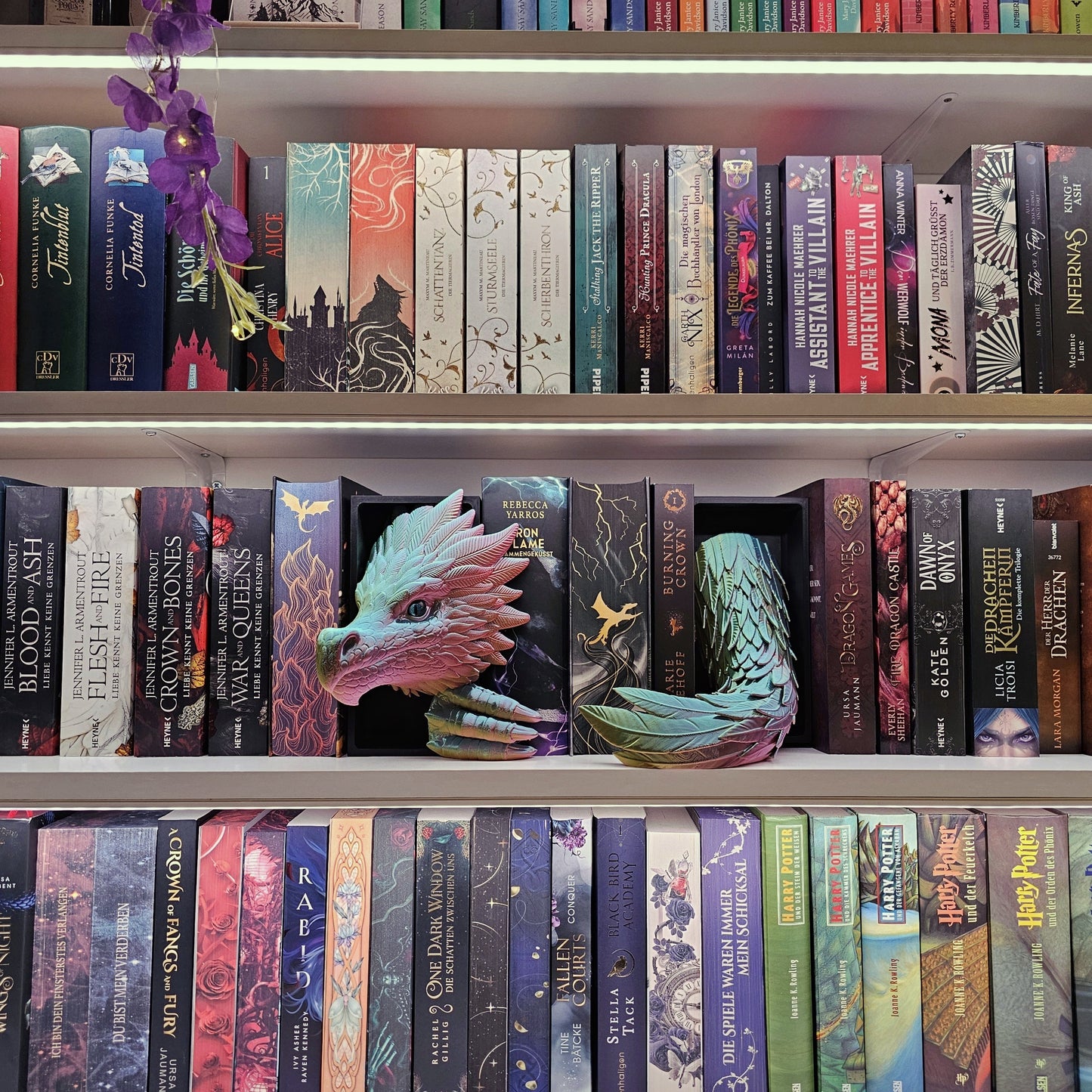 Book Nook Wind Dragon Multicolor glossy Set/Single | 3D Print | Bookend | Bookshelf Decoration