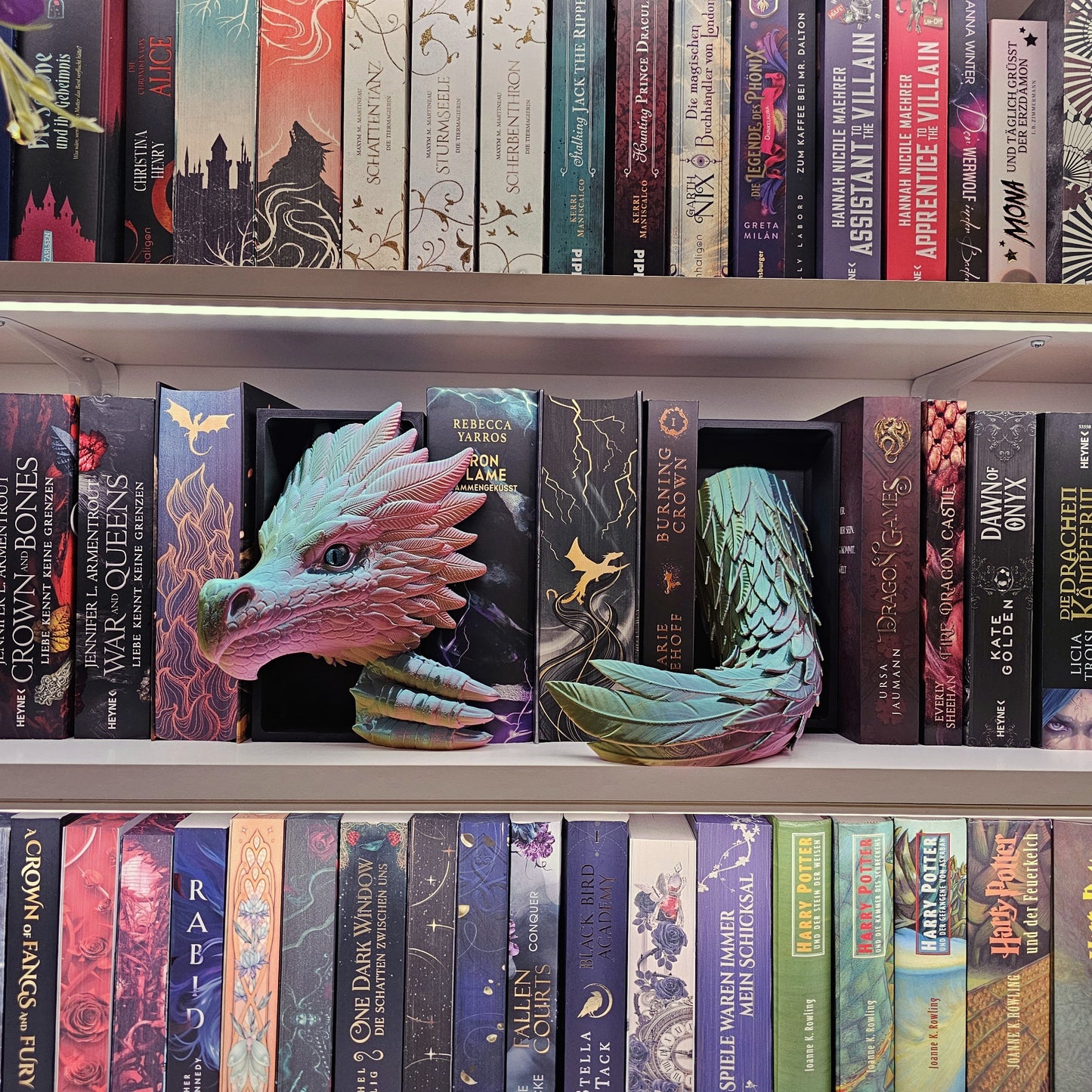 Book Nook Wind Dragon Multicolor glossy Set/Single | 3D Print | Bookend | Bookshelf Decoration