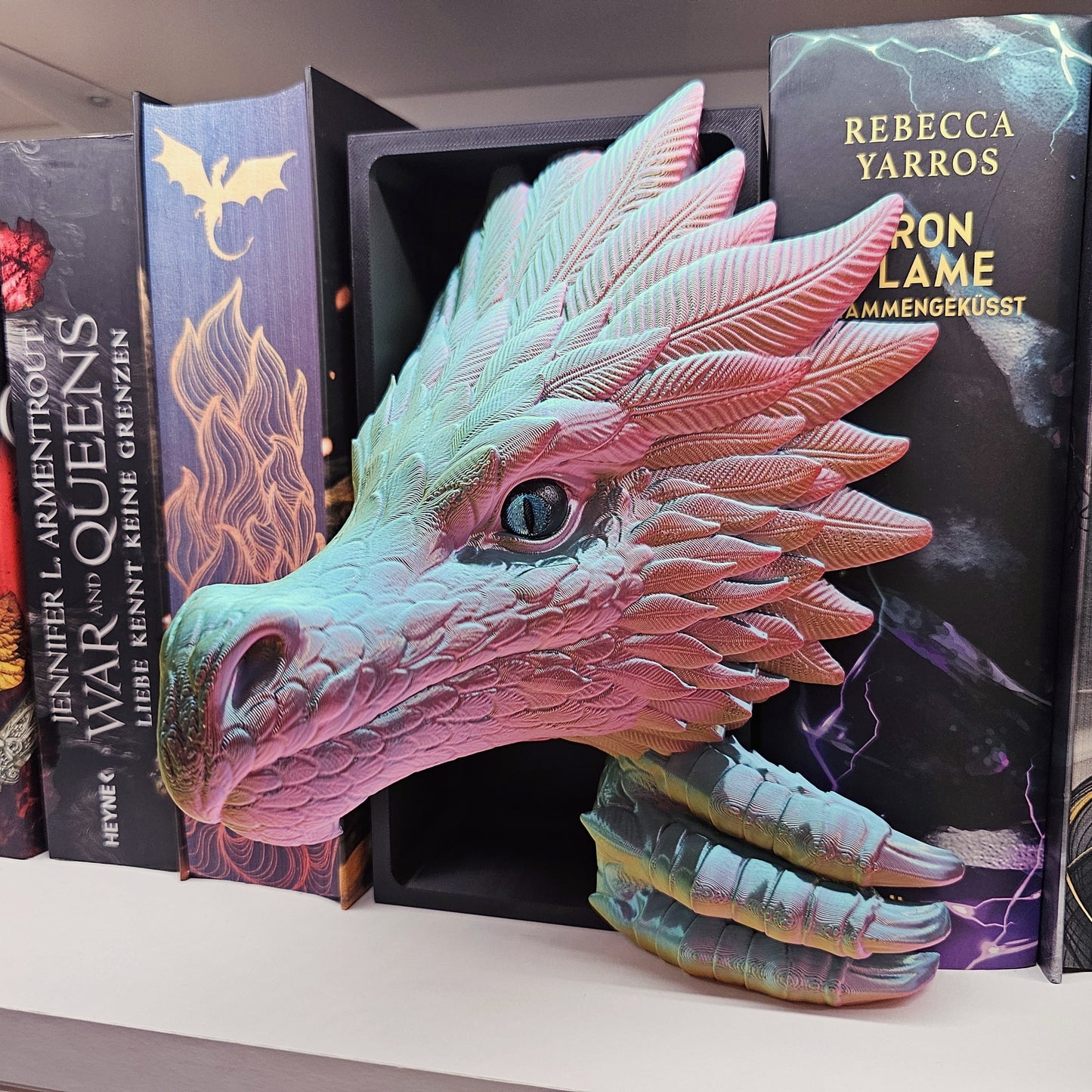 Book Nook Wind Dragon Multicolor glossy Set/Single | 3D Print | Bookend | Bookshelf Decoration