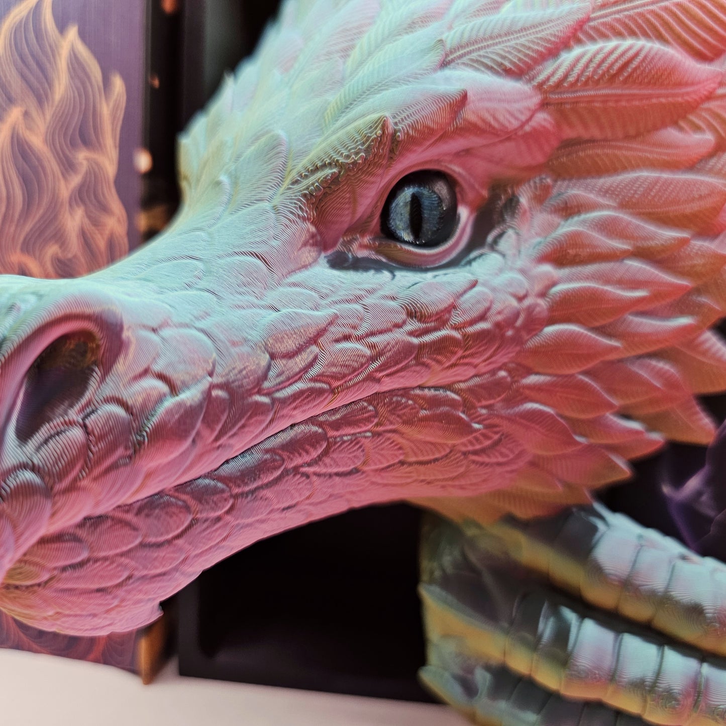 Book Nook Wind Dragon Multicolor glossy Set/Single | 3D Print | Bookend | Bookshelf Decoration