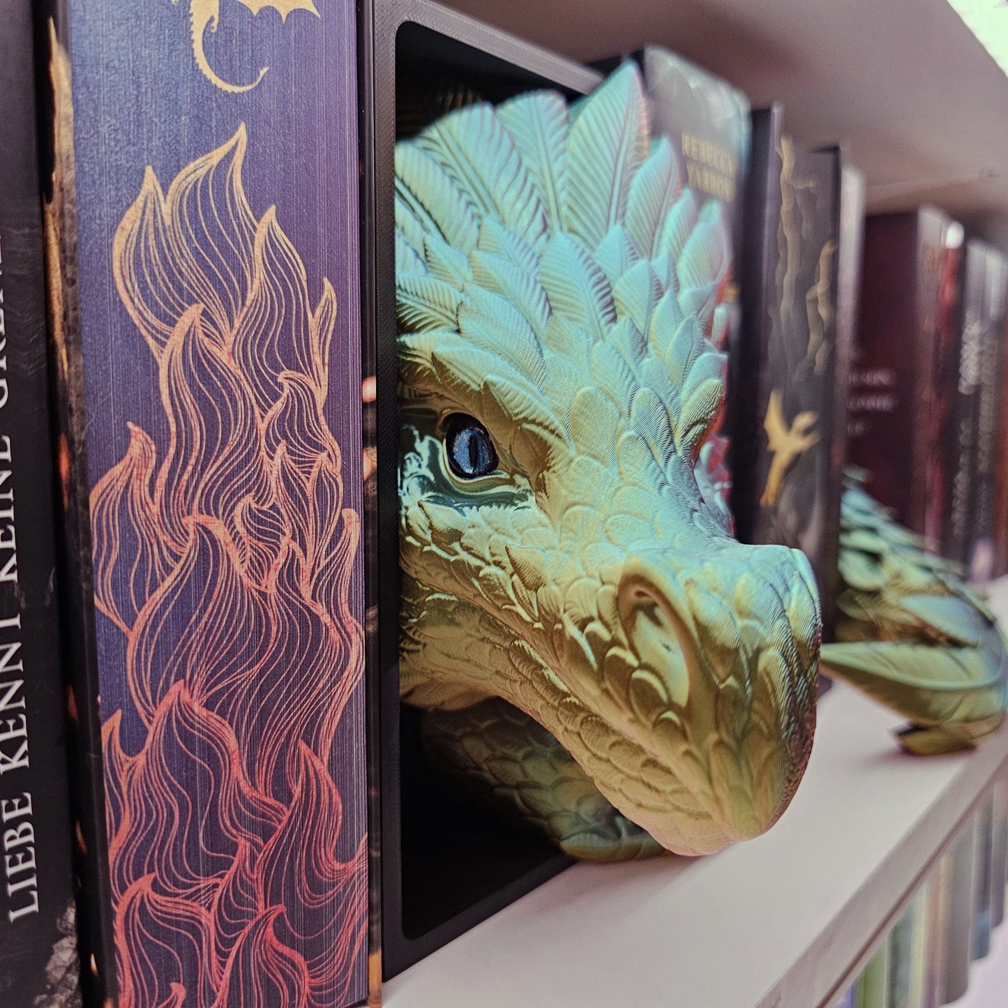 Book Nook Wind Dragon Multicolor glossy Set/Single | 3D Print | Bookend | Bookshelf Decoration