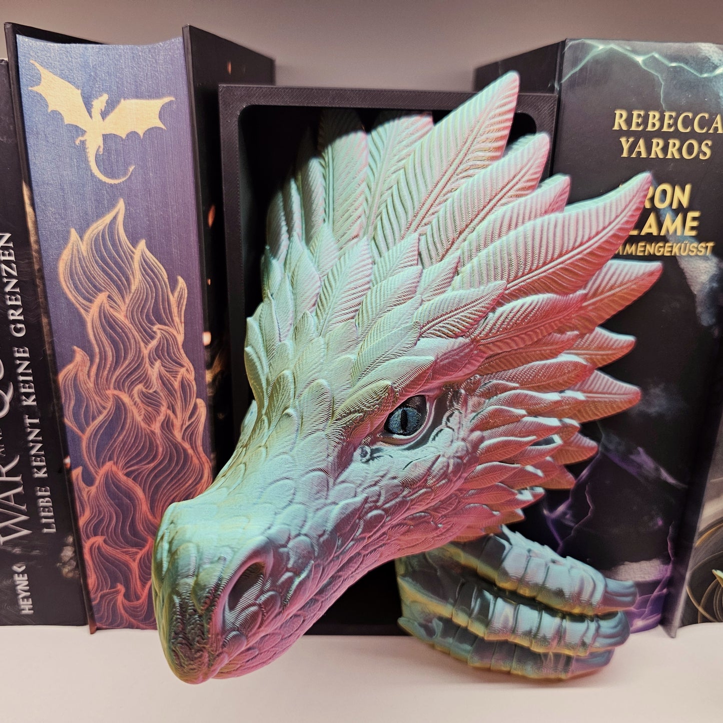 Book Nook Wind Dragon Multicolor glossy Set/Single | 3D Print | Bookend | Bookshelf Decoration