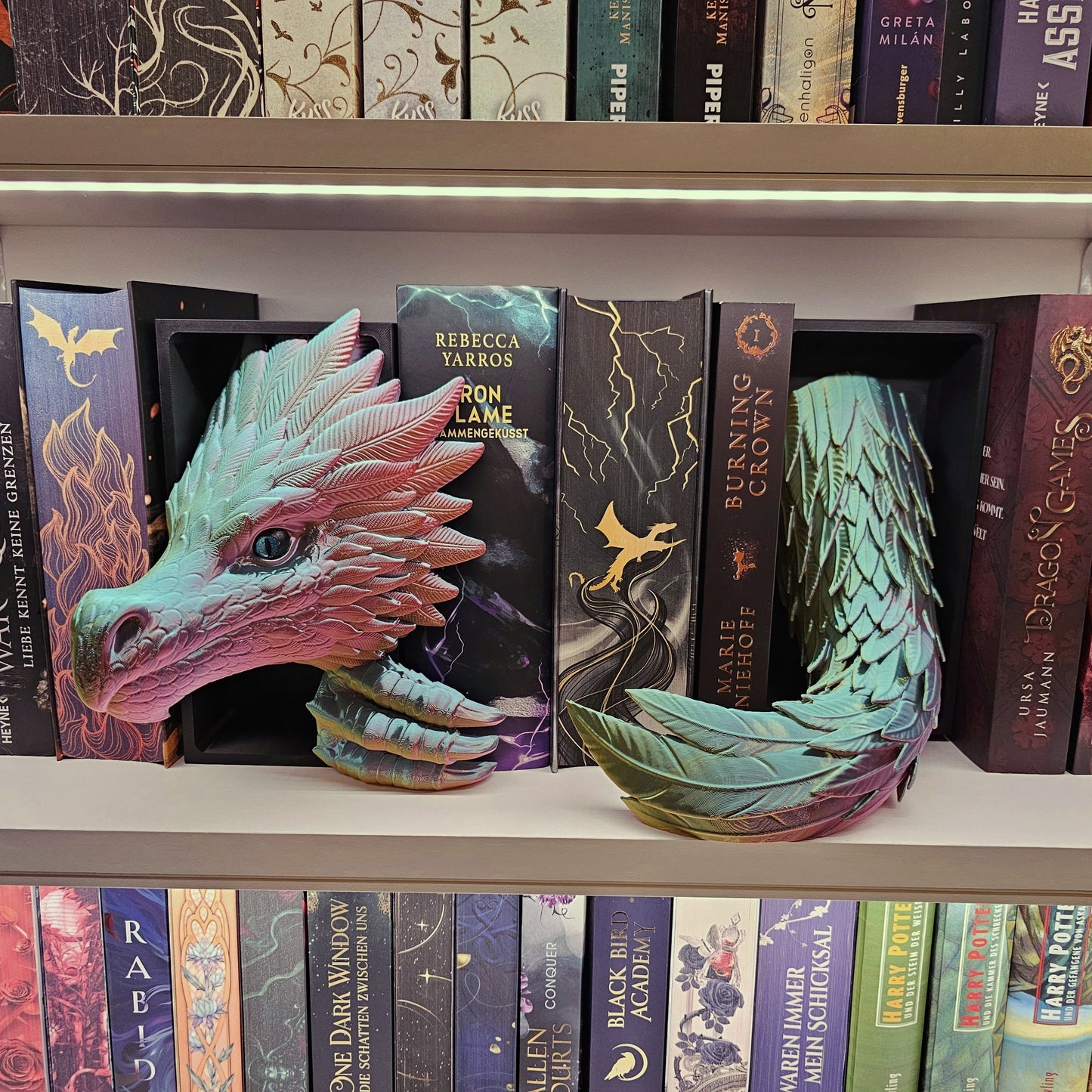 Book Nook Wind Dragon Multicolor glossy Set/Single | 3D Print | Bookend | Bookshelf Decoration