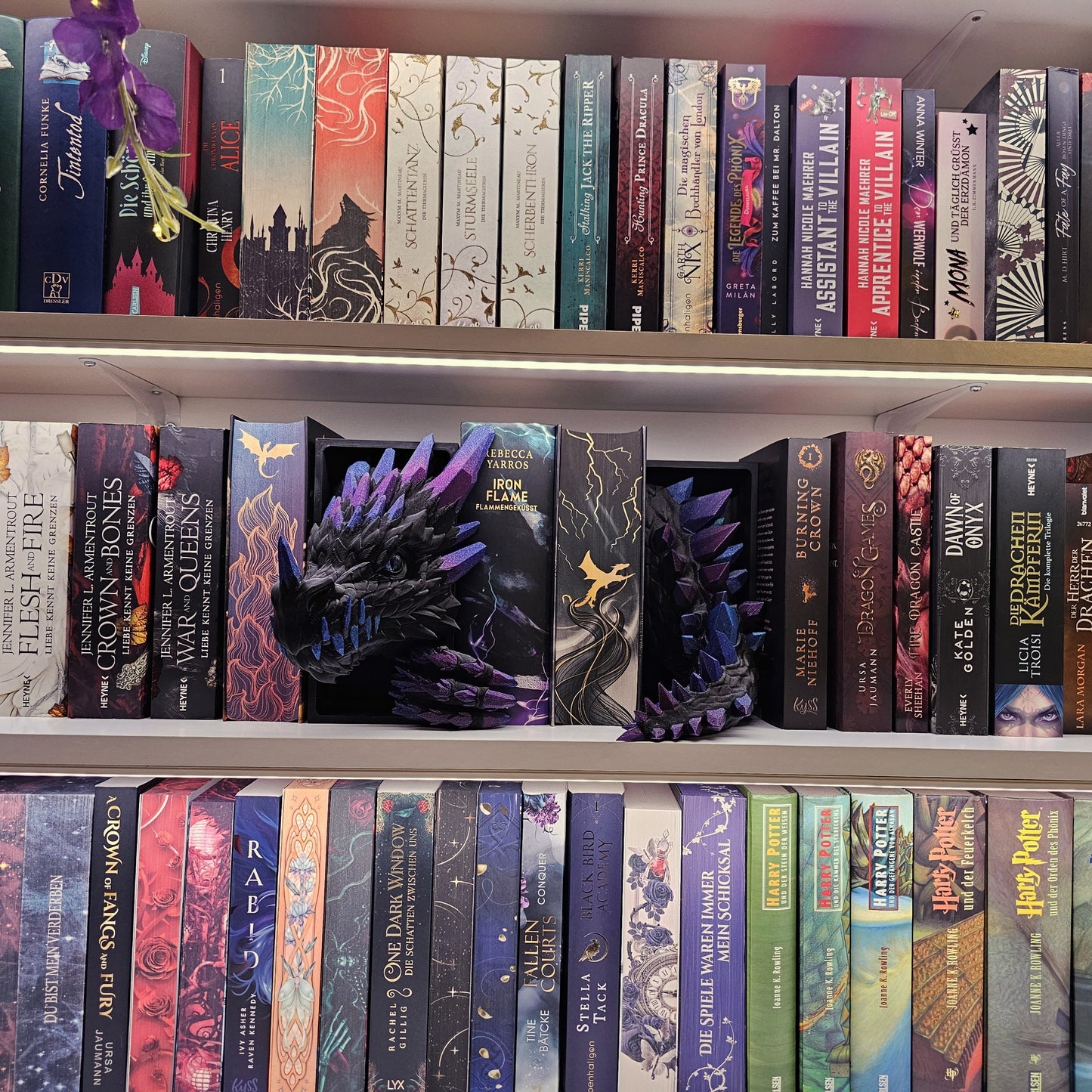Book Nook Crystal Dragon Black Galaxy | 3D Print | Bookend | Bookshelf Decoration