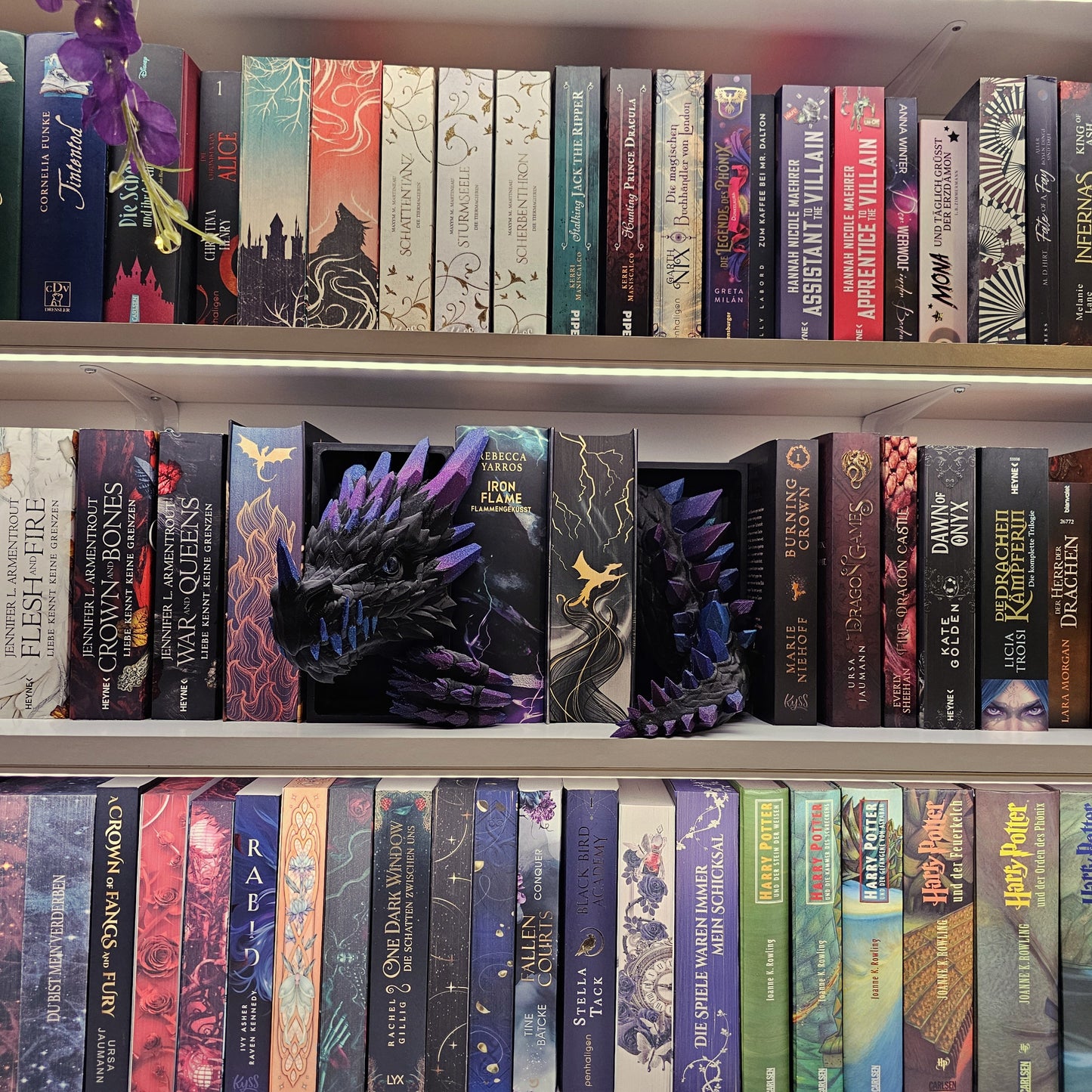 Book Nook Crystal Dragon Black Galaxy | 3D Print | Bookend | Bookshelf Decoration