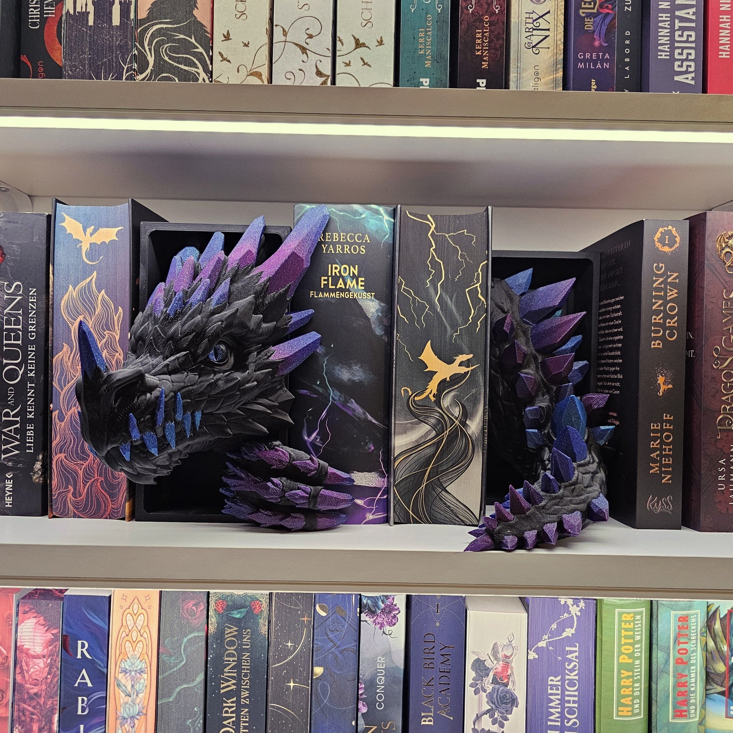 Book Nook Crystal Dragon Black Galaxy | 3D Print | Bookend | Bookshelf Decoration