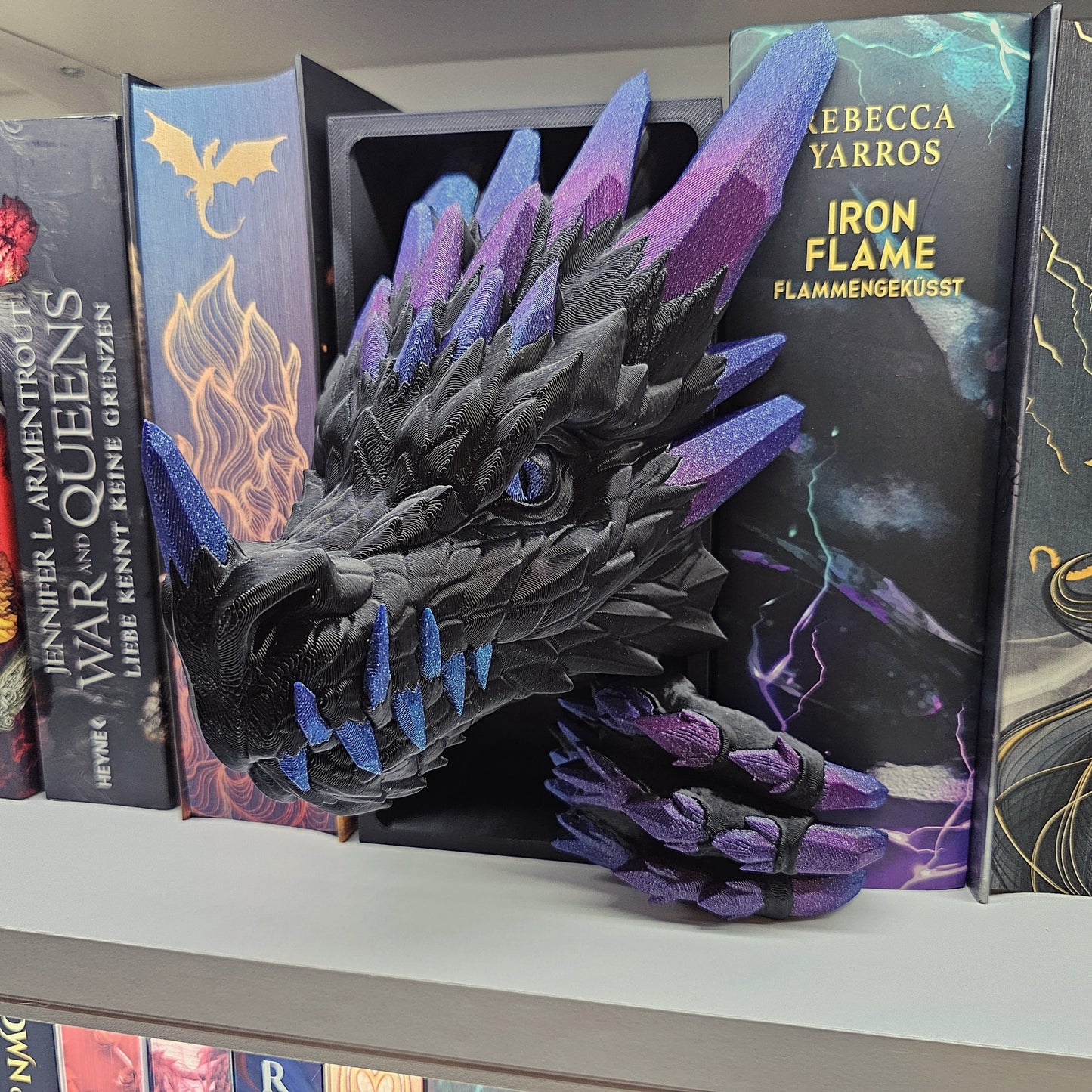 Book Nook Crystal Dragon Black Galaxy | 3D Print | Bookend | Bookshelf Decoration