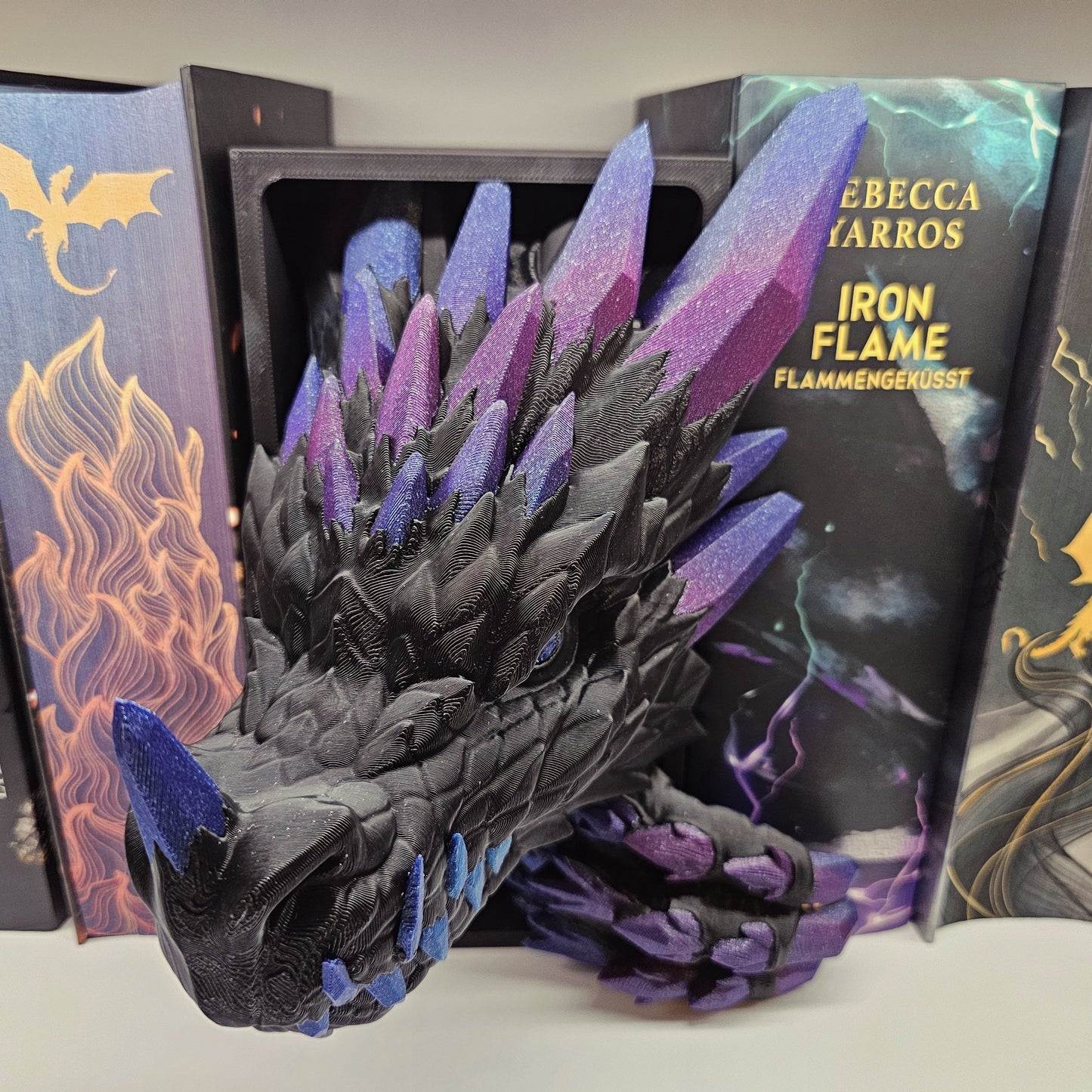 Book Nook Crystal Dragon Black Galaxy | 3D Print | Bookend | Bookshelf Decoration