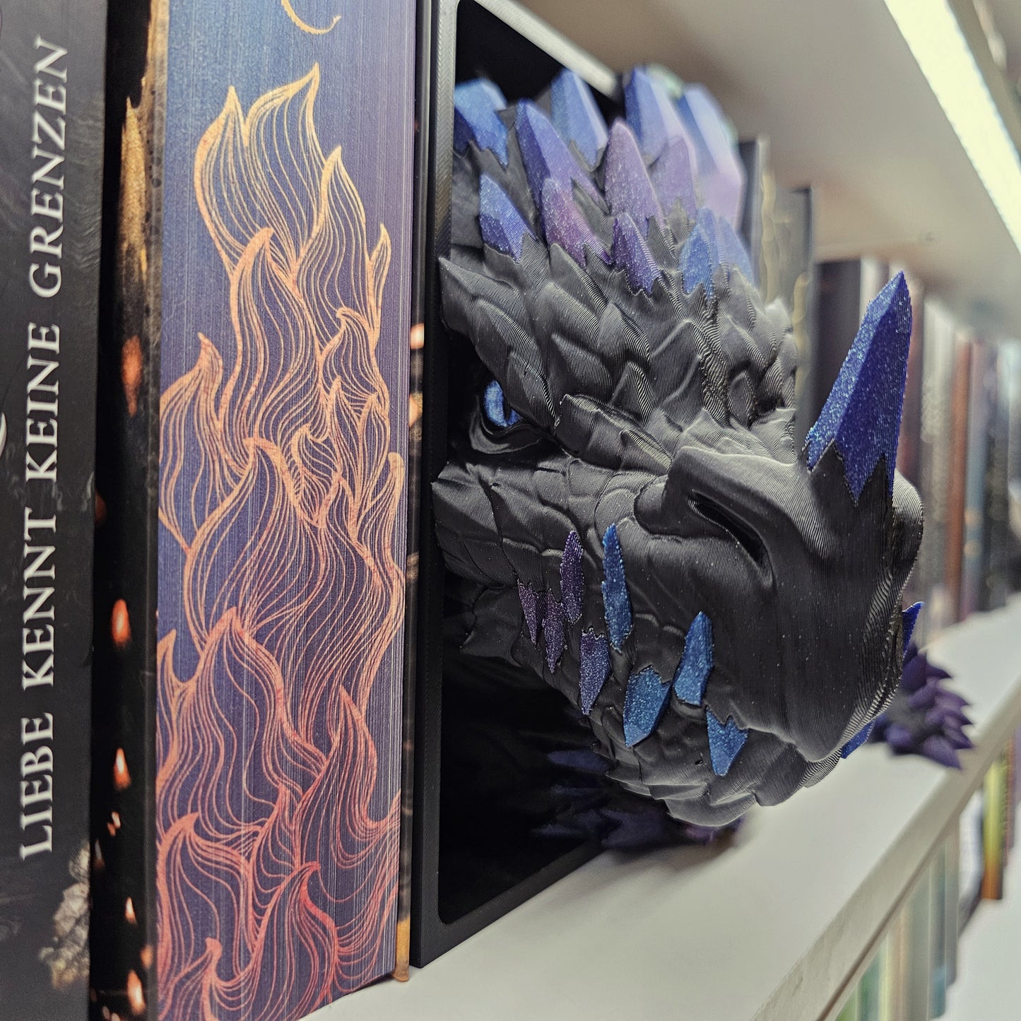 Book Nook Crystal Dragon Black Galaxy | 3D Print | Bookend | Bookshelf Decoration