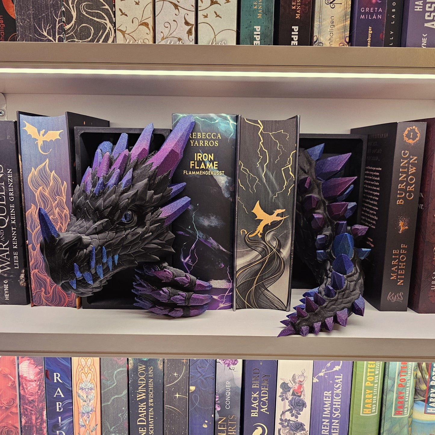 Book Nook Crystal Dragon Black Galaxy | 3D Print | Bookend | Bookshelf Decoration