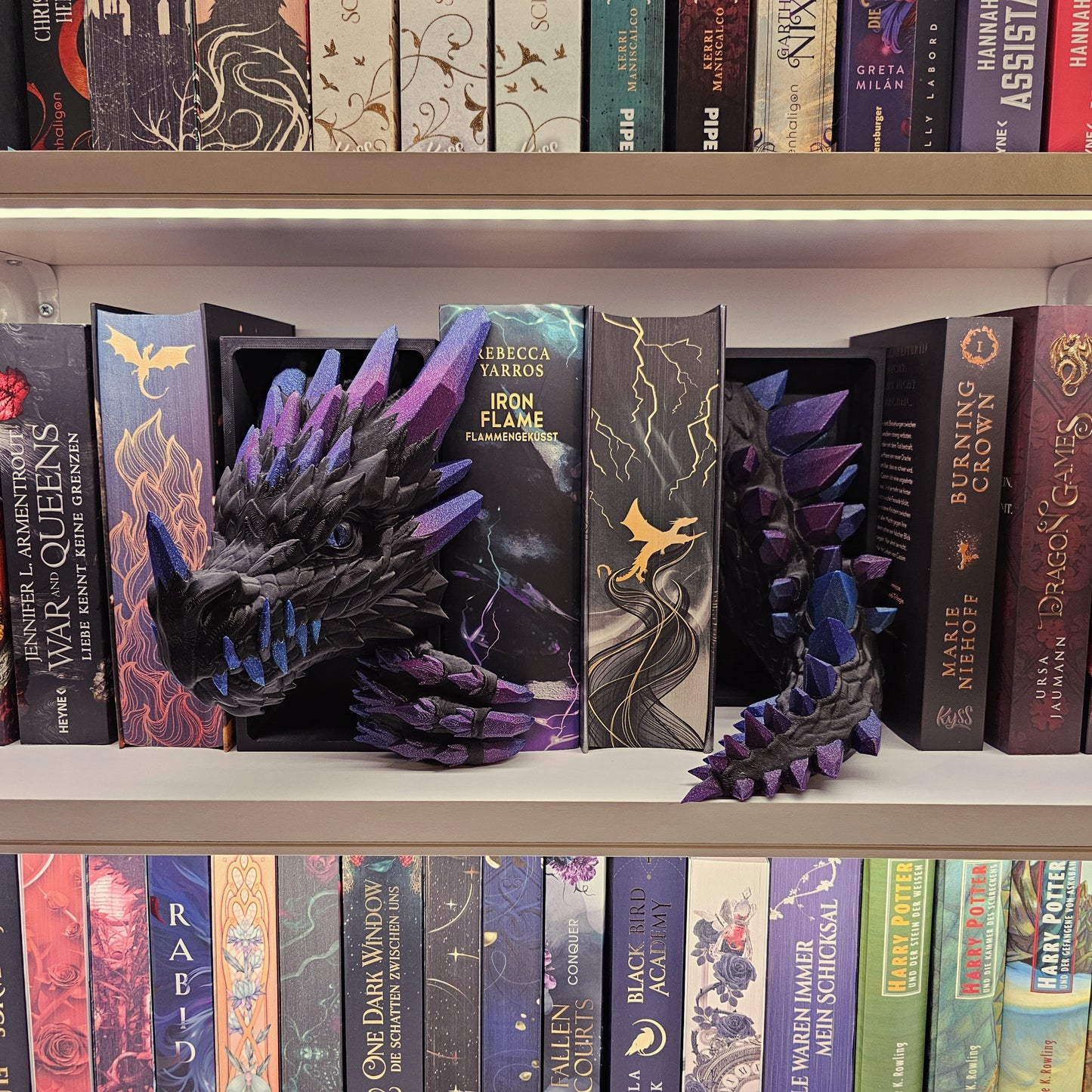 Book Nook Crystal Dragon Black Galaxy | 3D Print | Bookend | Bookshelf Decoration
