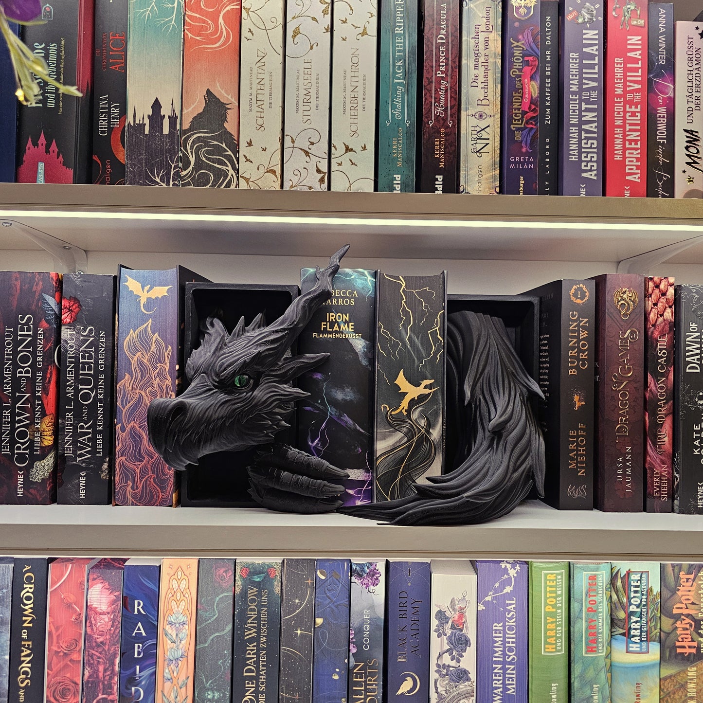 Book Nook Schattendrache Schwarz Set/Einzeln | 3D Druck | Buchstütze | Dekoration Bücherregal
