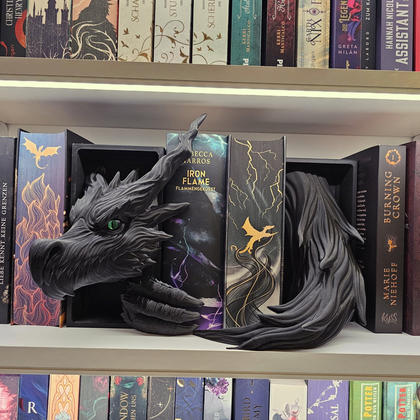 Book Nook Schattendrache Schwarz Set/Einzeln | 3D Druck | Buchstütze | Dekoration Bücherregal
