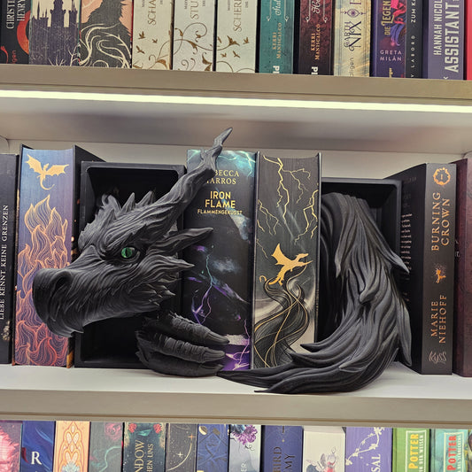 Book Nook Schattendrache Schwarz Set/Einzeln | 3D Druck | Buchstütze | Dekoration Bücherregal
