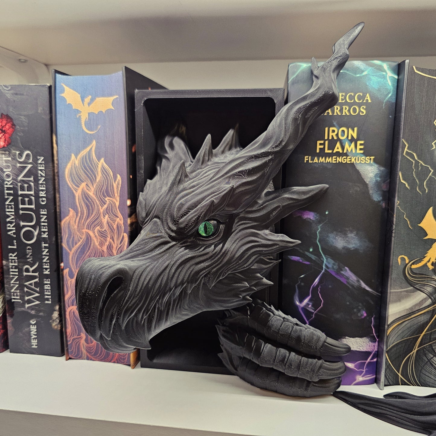 Book Nook Schattendrache Schwarz Set/Einzeln | 3D Druck | Buchstütze | Dekoration Bücherregal