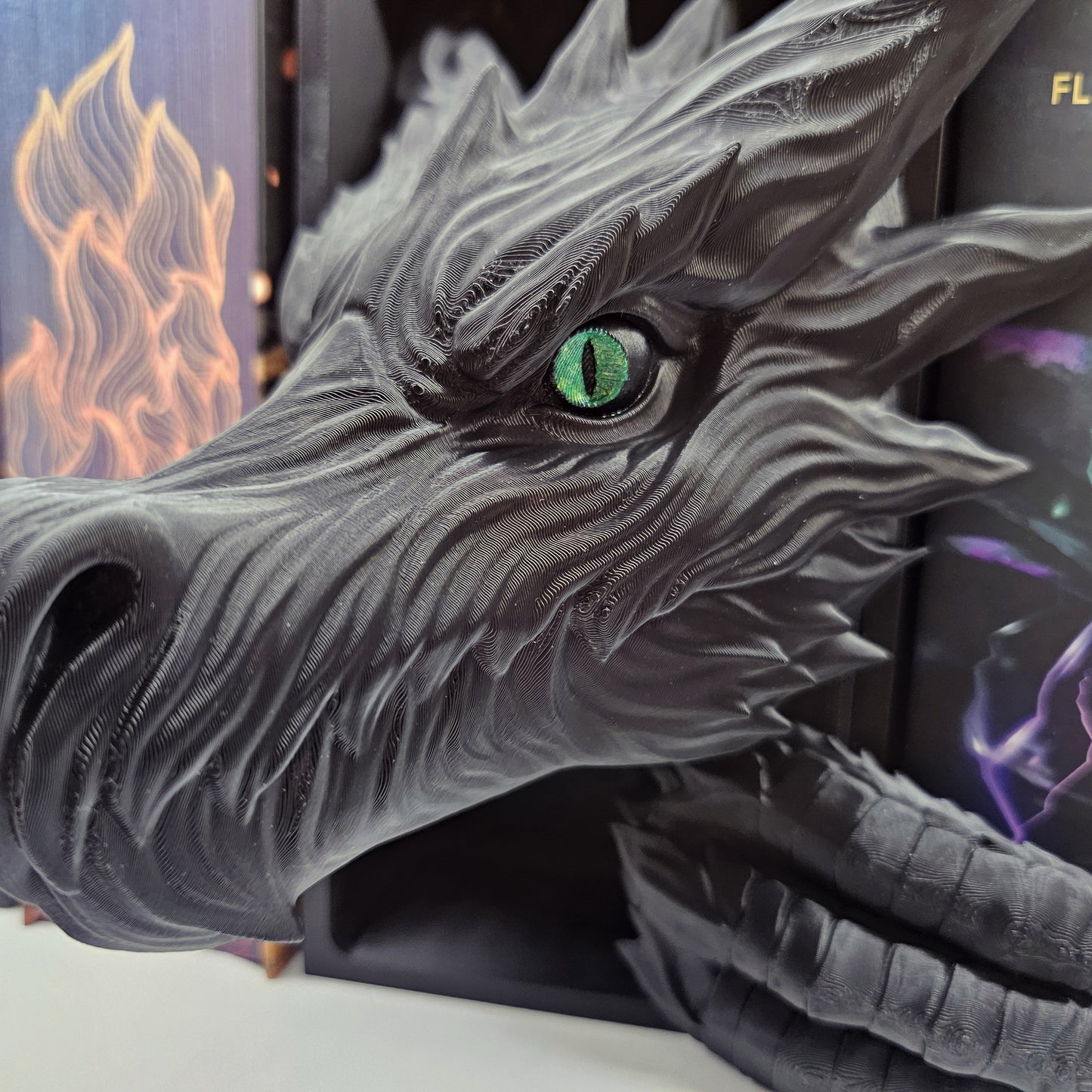 Book Nook Schattendrache Schwarz Set/Einzeln | 3D Druck | Buchstütze | Dekoration Bücherregal