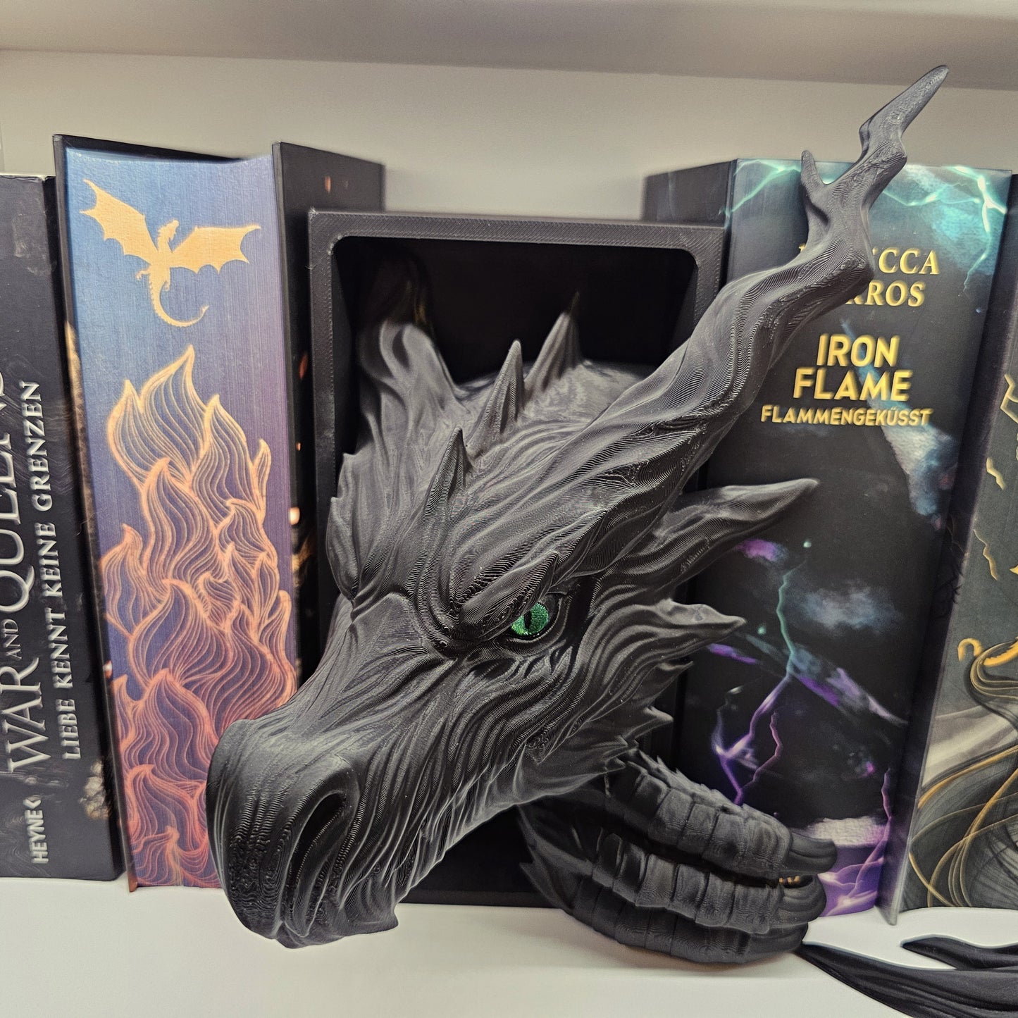 Book Nook Schattendrache Schwarz Set/Einzeln | 3D Druck | Buchstütze | Dekoration Bücherregal