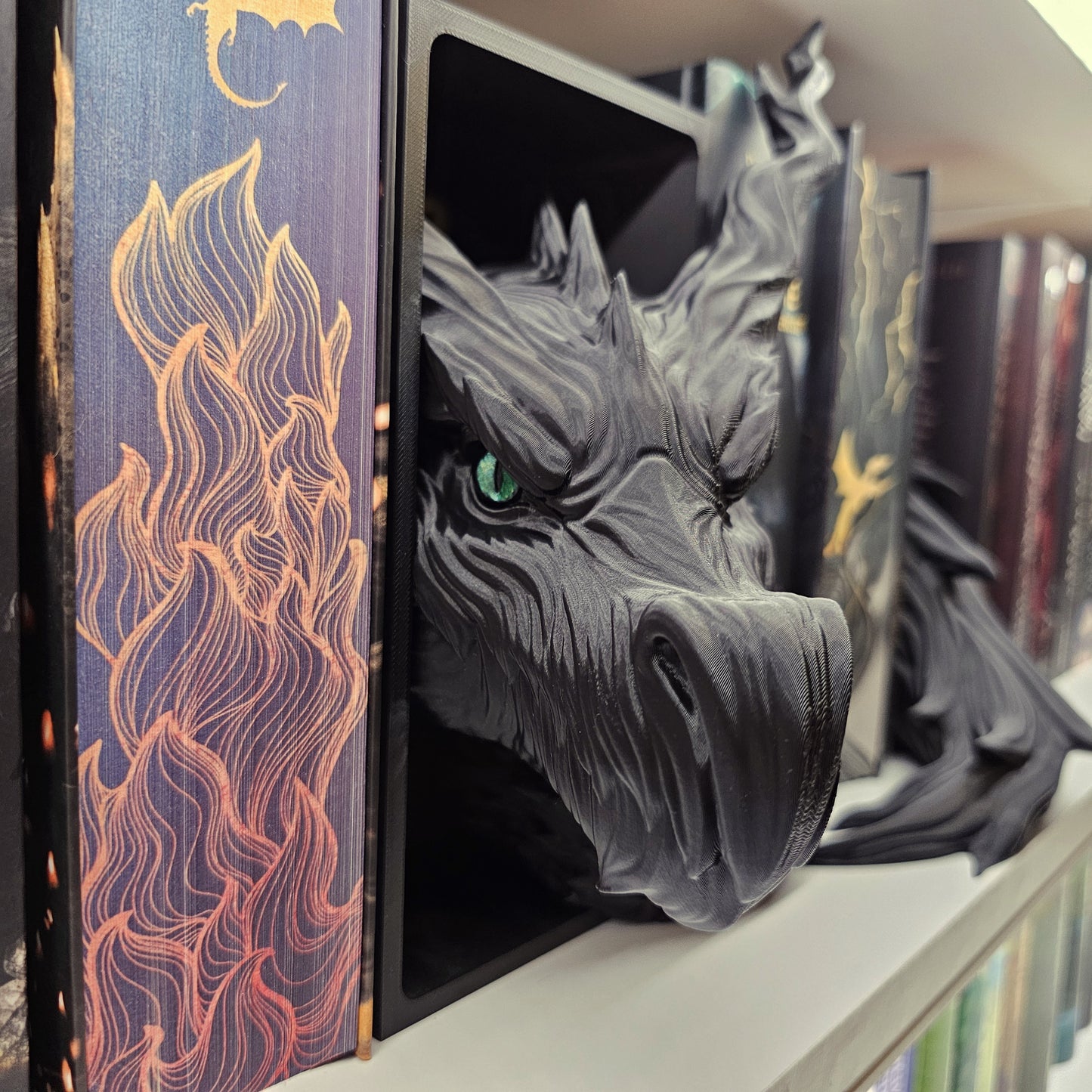 Book Nook Schattendrache Schwarz Set/Einzeln | 3D Druck | Buchstütze | Dekoration Bücherregal