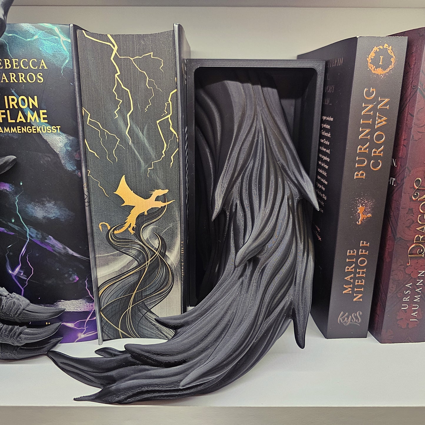 Book Nook Schattendrache Schwarz Set/Einzeln | 3D Druck | Buchstütze | Dekoration Bücherregal