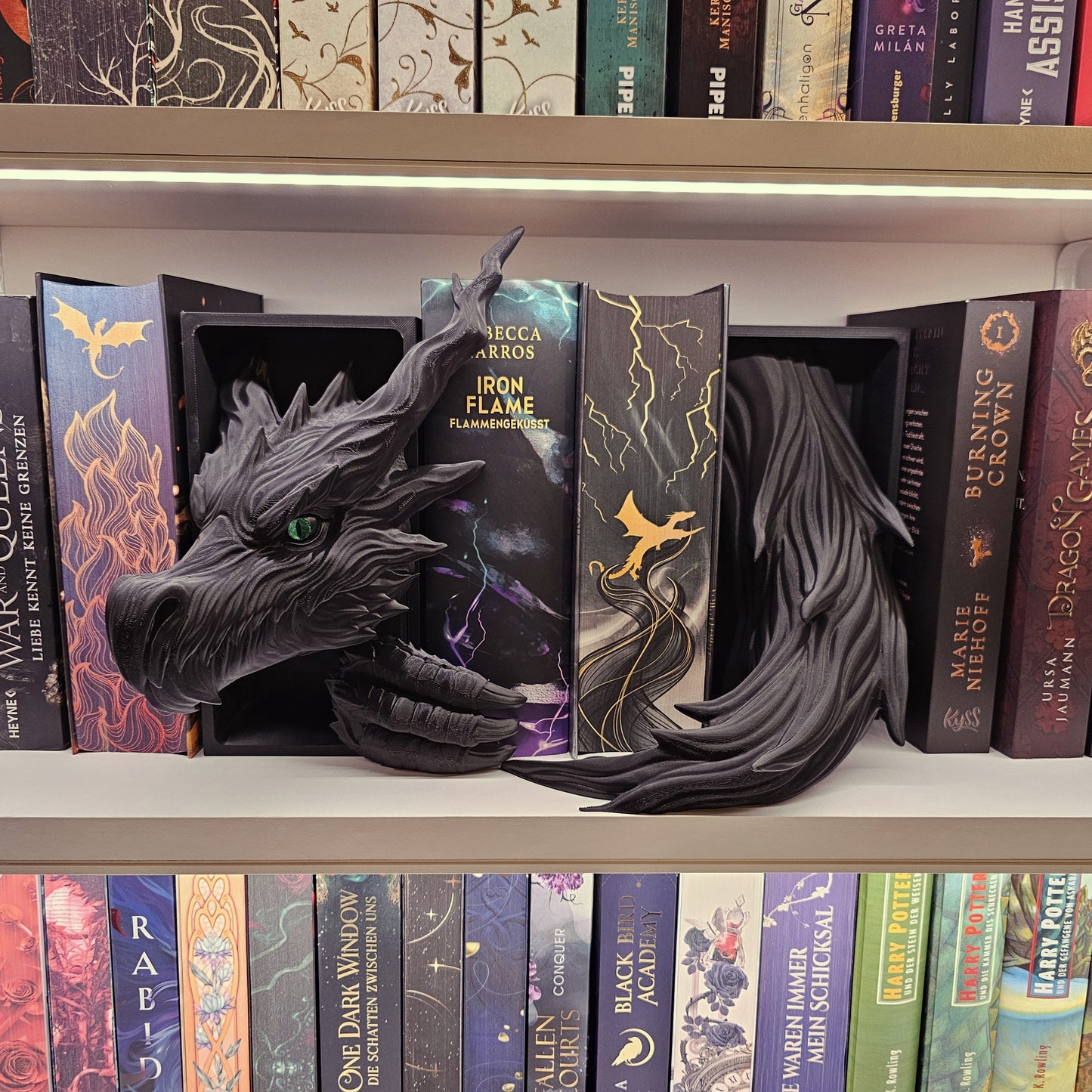 Book Nook Schattendrache Schwarz Set/Einzeln | 3D Druck | Buchstütze | Dekoration Bücherregal