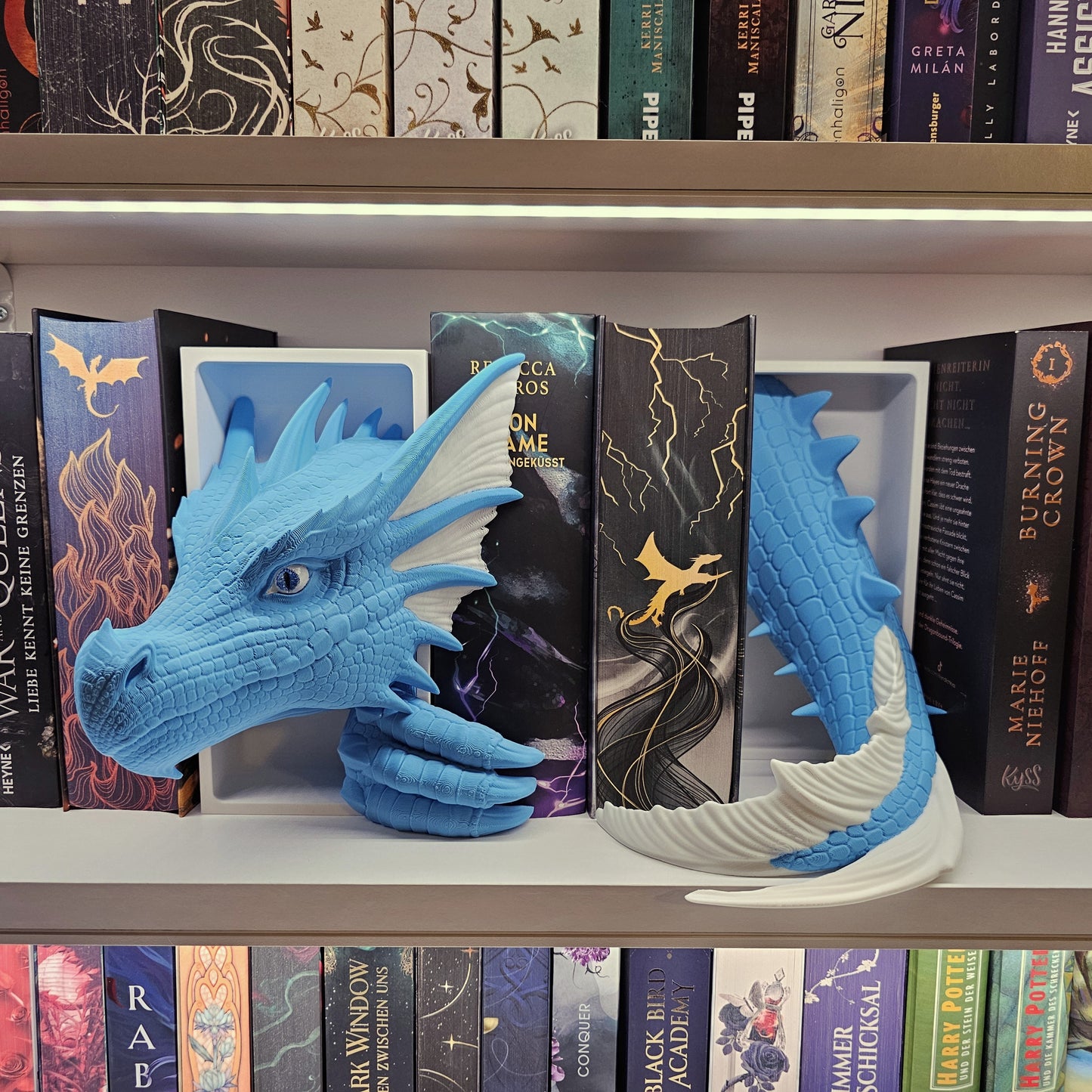Book Nook Blue/White Sea Dragon Set/Single | 3D Print | Bookend | Bookshelf Decoration
